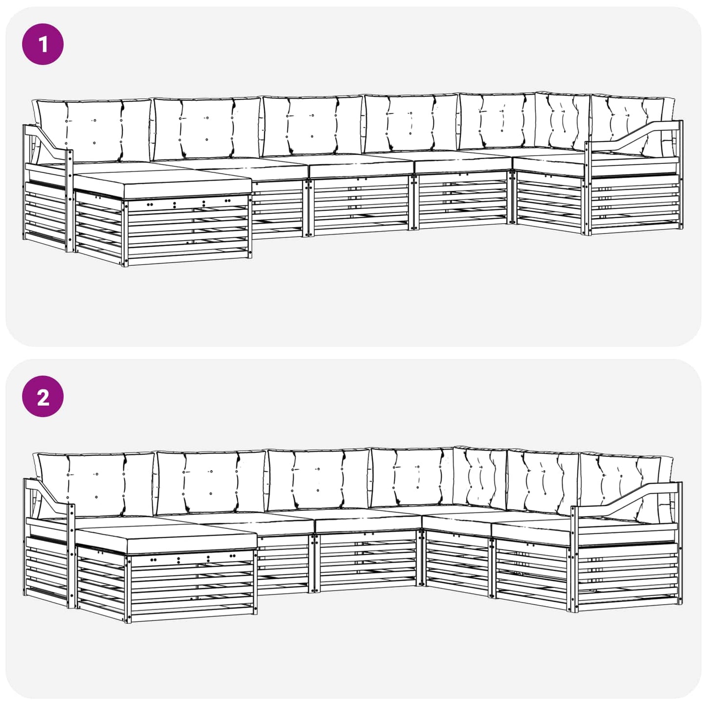 Outdoor-Sofagarnitur 7 stk. Natur und Beige
