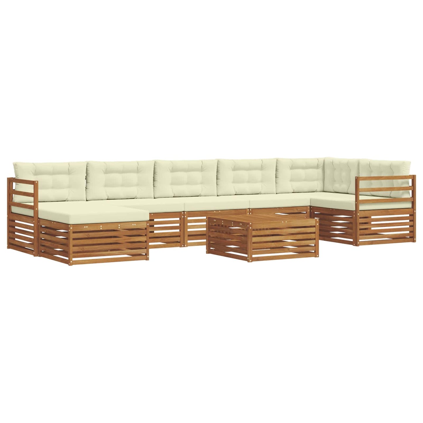 Outdoor-Sofagarnitur mit Kissen 8 pcs Natur und Creme