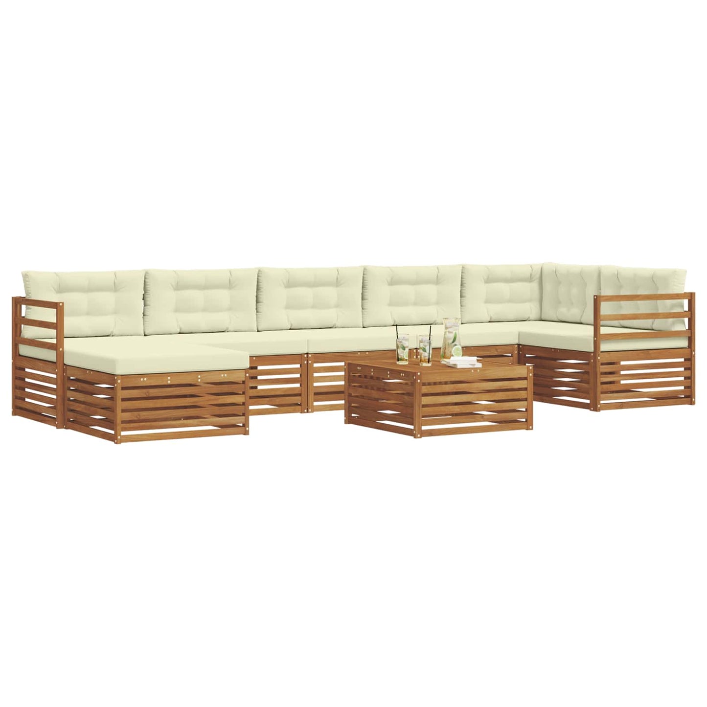 Outdoor-Sofagarnitur mit Kissen 8 pcs Natur und Creme