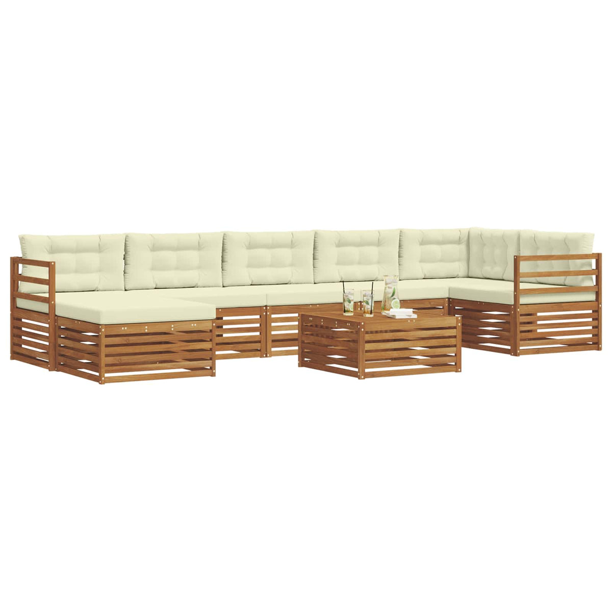 Outdoor-Sofagarnitur 8 stk. Natur und Creme