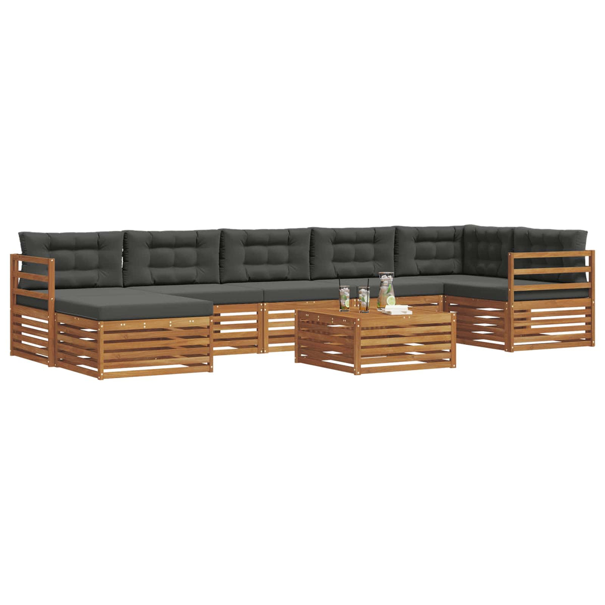 Outdoor-Sofagarnitur 8 stk. Natur und Anthrazit