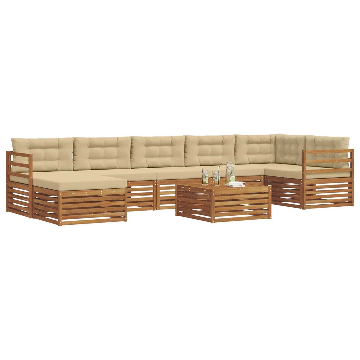 Outdoor-Sofagarnitur 8 stk. Natur und Beige
