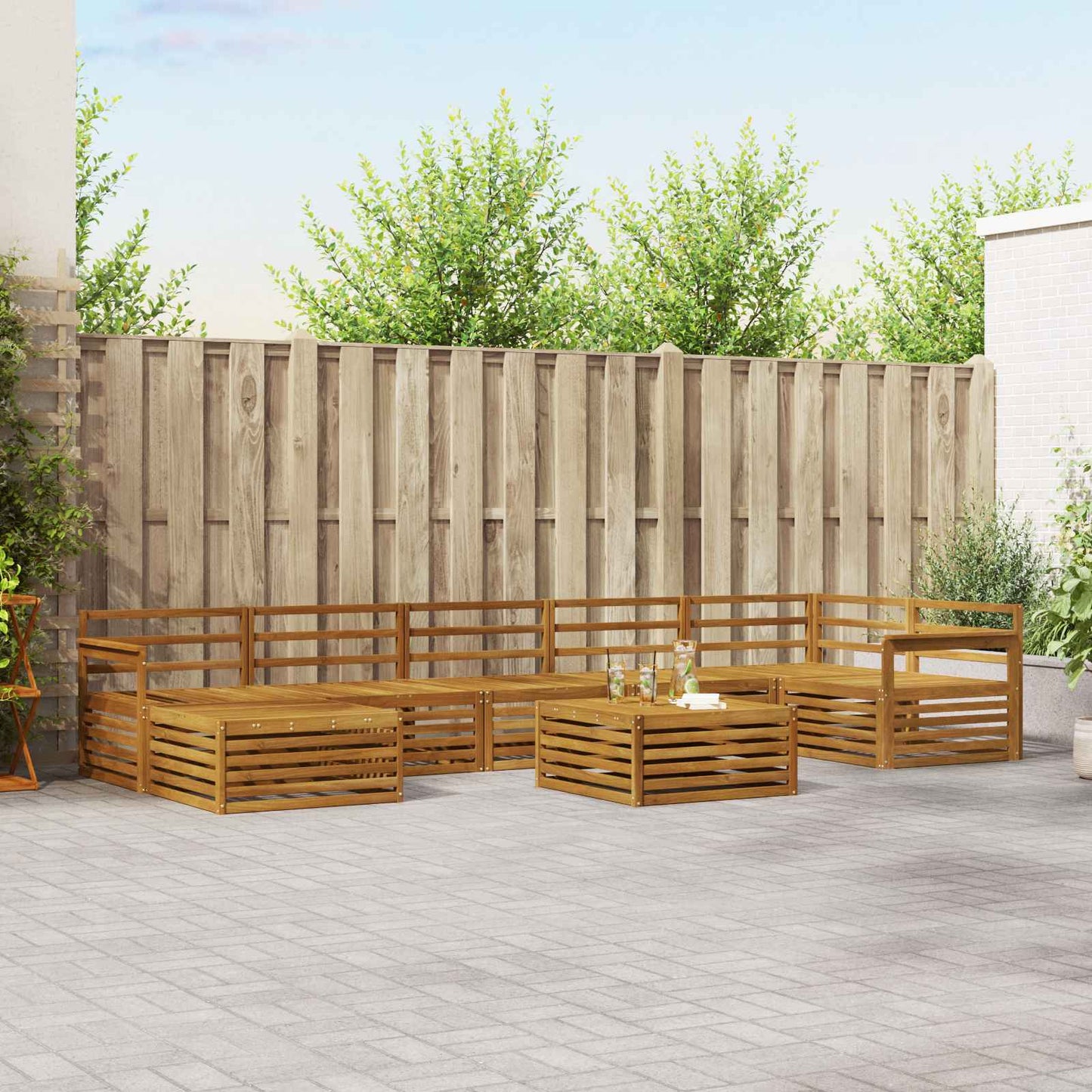 Outdoor-Sofagarnitur 8 pcs Natur