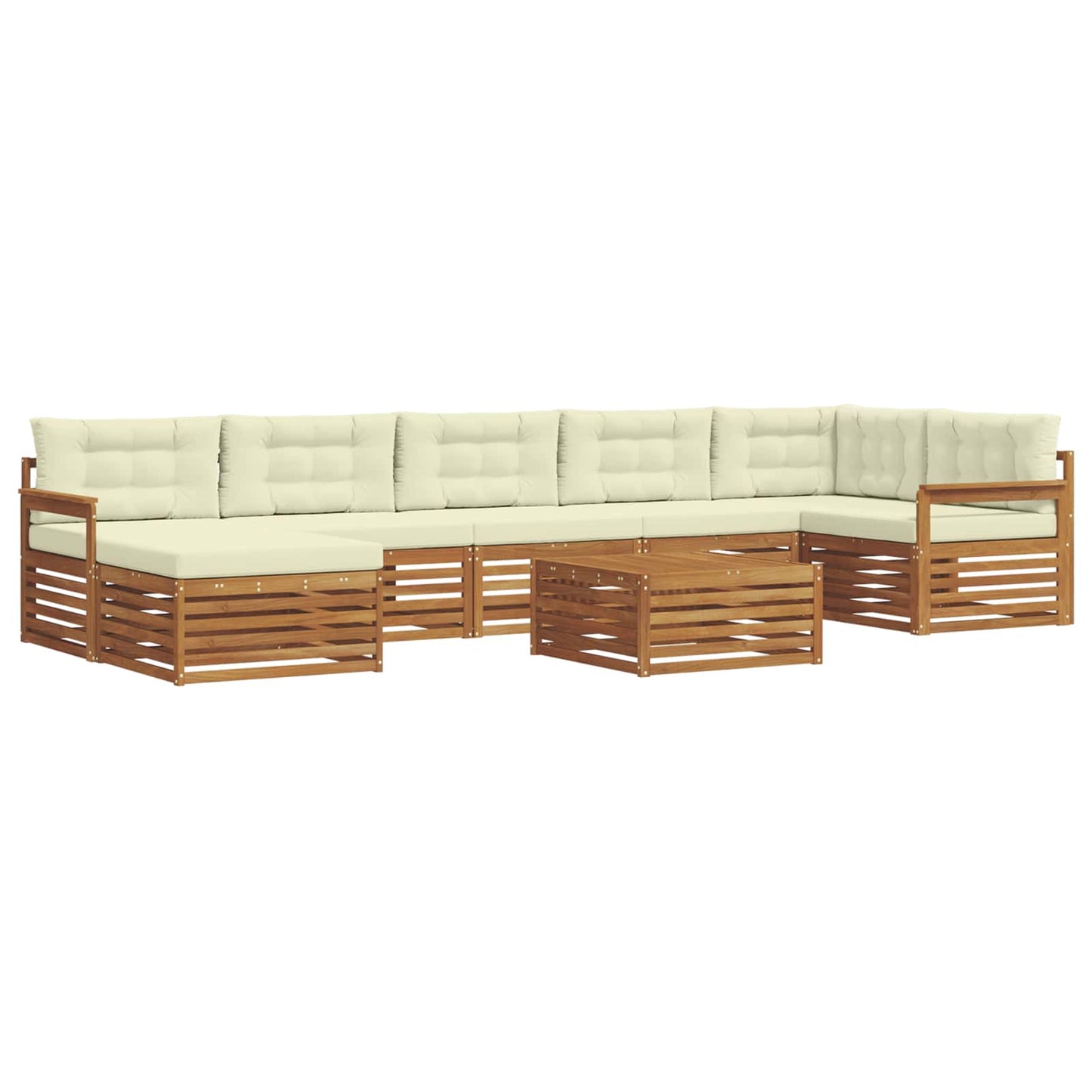 Outdoor-Sofagarnitur mit Kissen 8 pcs Natur und Creme