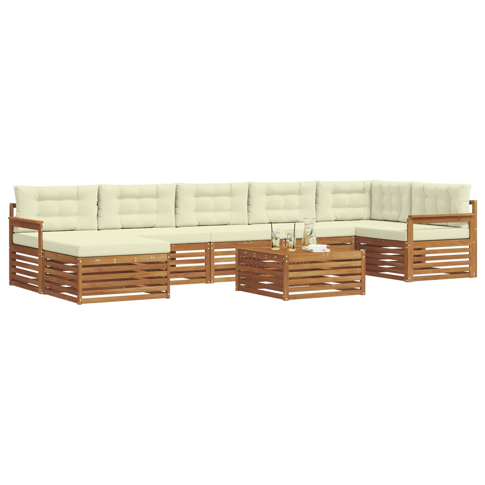 Outdoor-Sofagarnitur mit Kissen 8 pcs Natur und Creme