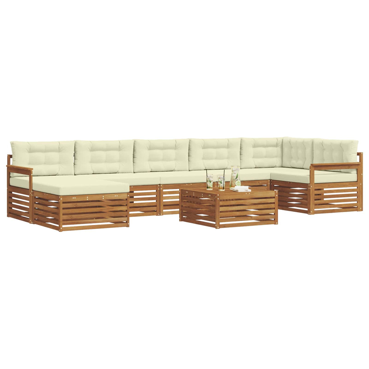 Outdoor-Sofagarnitur 8 stk. Natur und Creme