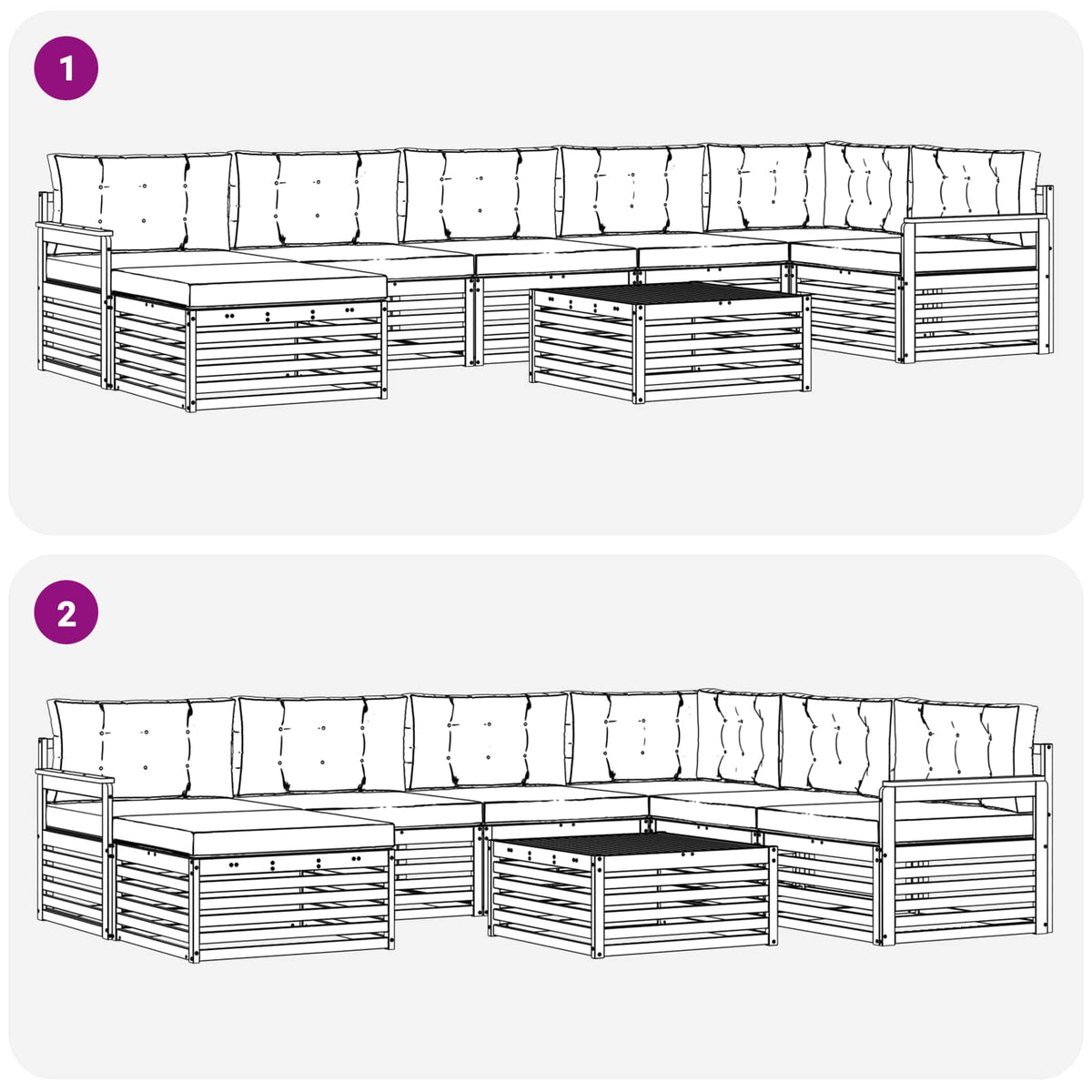Outdoor-Sofagarnitur 8 stk. Natur und Beige