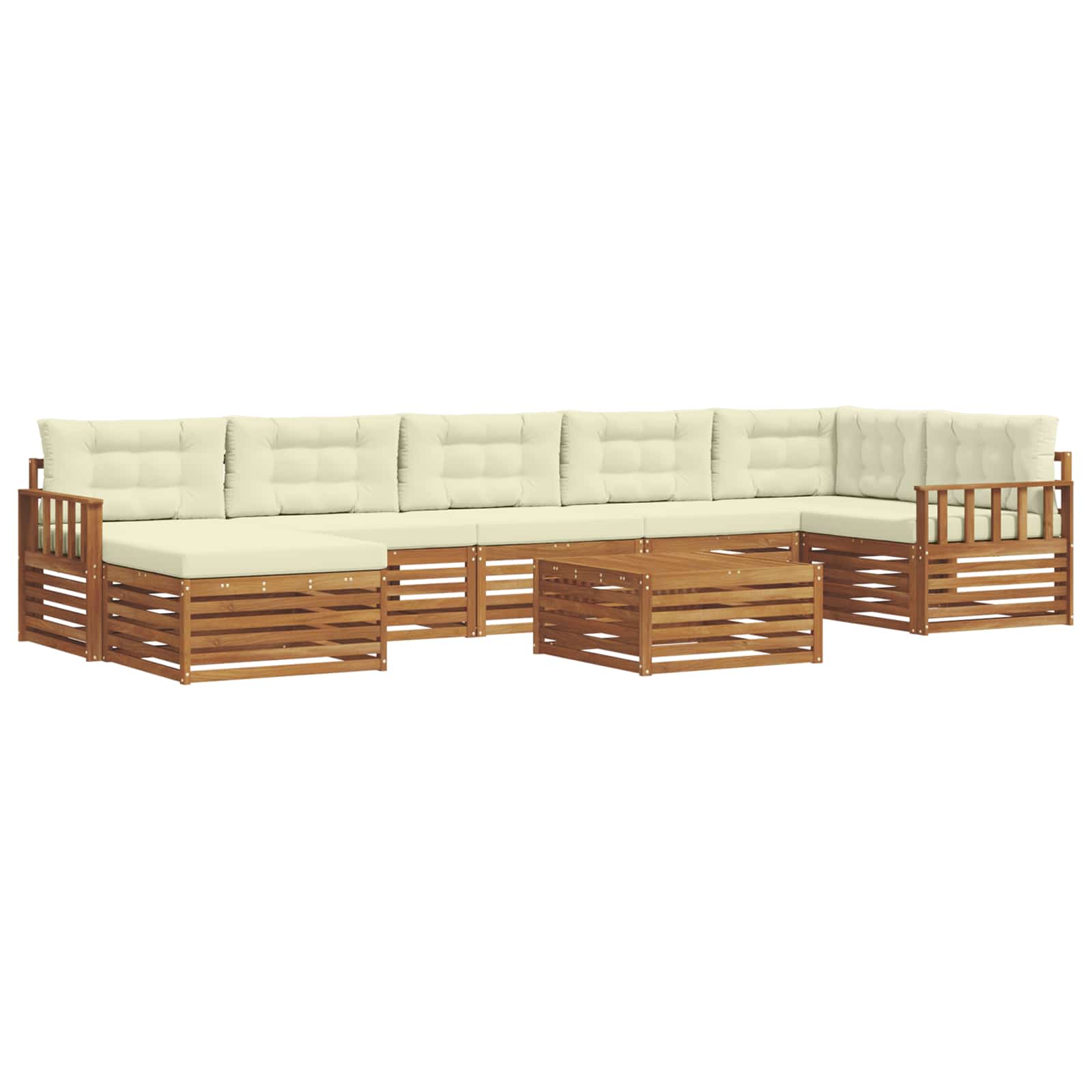 Outdoor-Sofagarnitur mit Kissen 8 pcs Natur und Creme