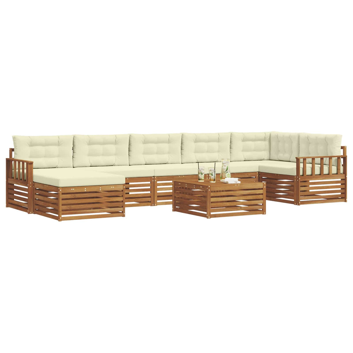 Outdoor-Sofagarnitur 8 stk. Natur und Creme