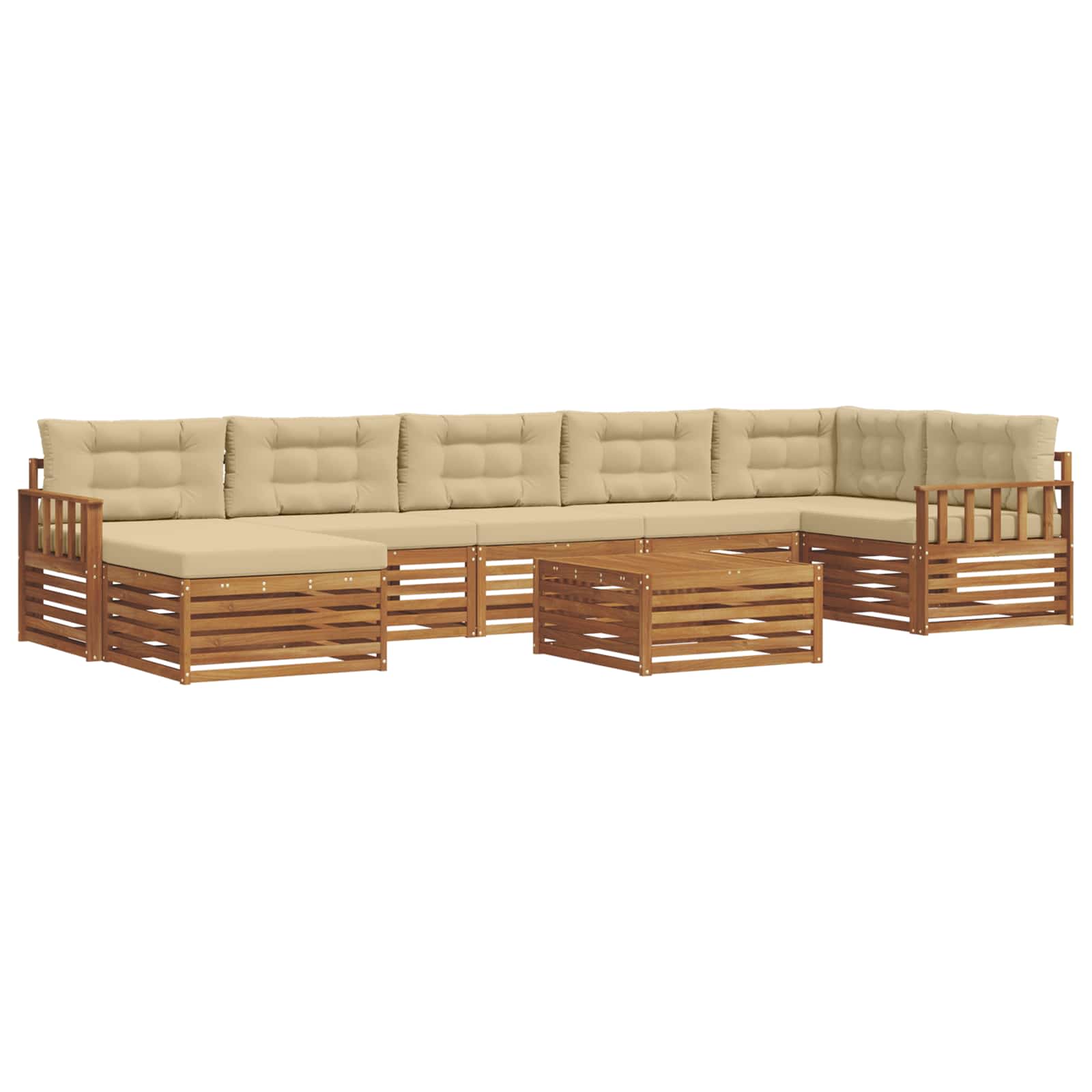 Outdoor-Sofagarnitur mit Kissen 8 pcs Natur und Beige