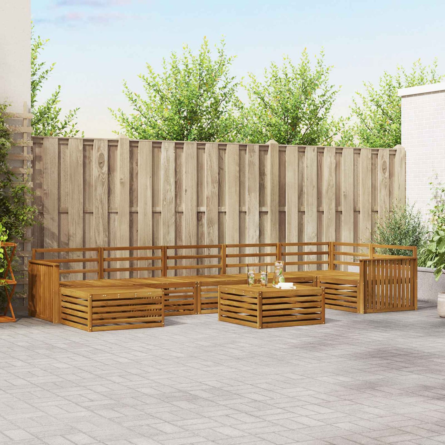 Outdoor-Sofagarnitur 8 pcs Natur