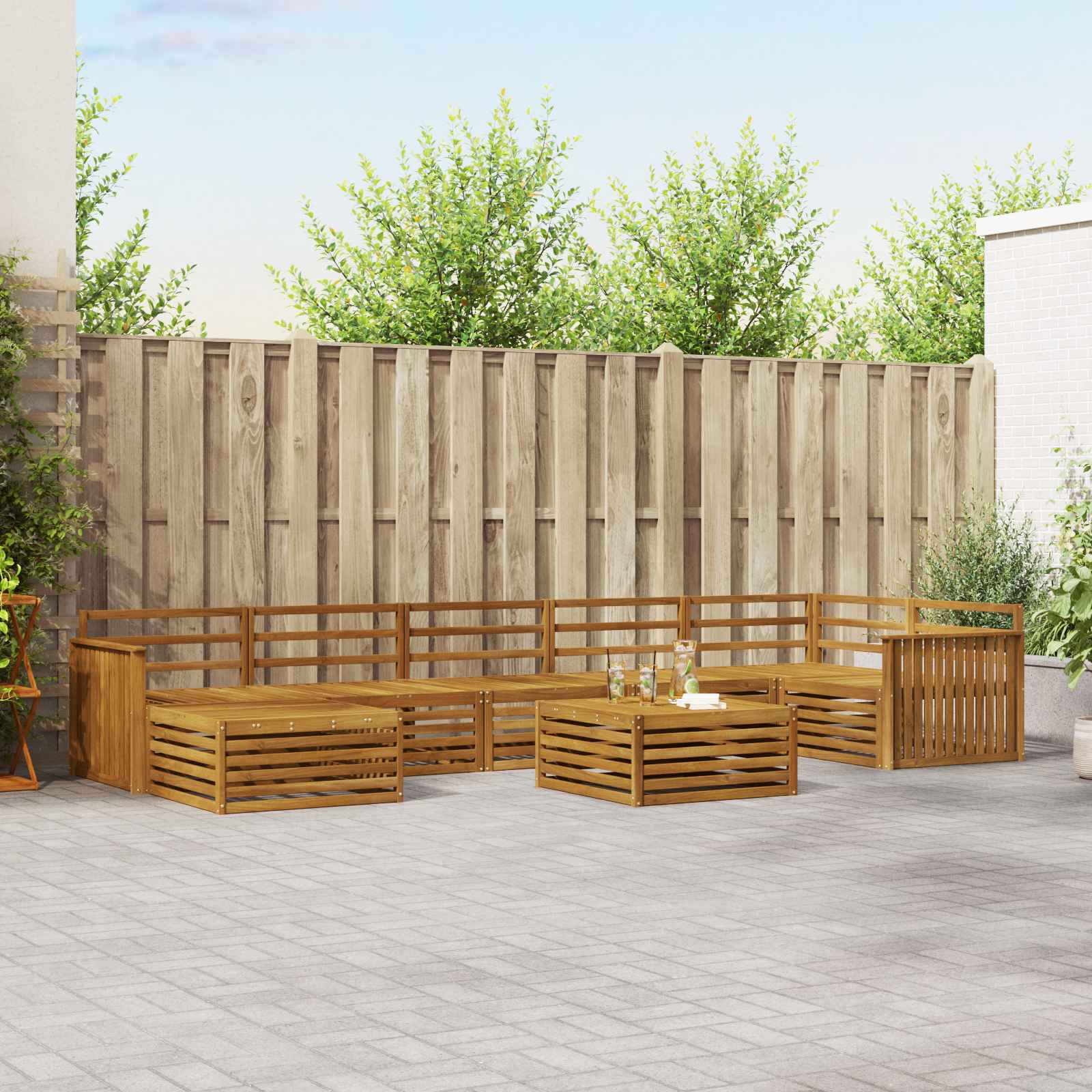 Outdoor-Sofagarnitur 8 pcs Natur