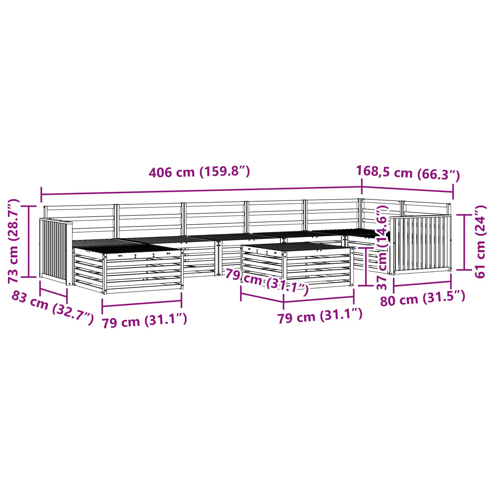 Outdoor-Sofagarnitur 8 pcs Natur