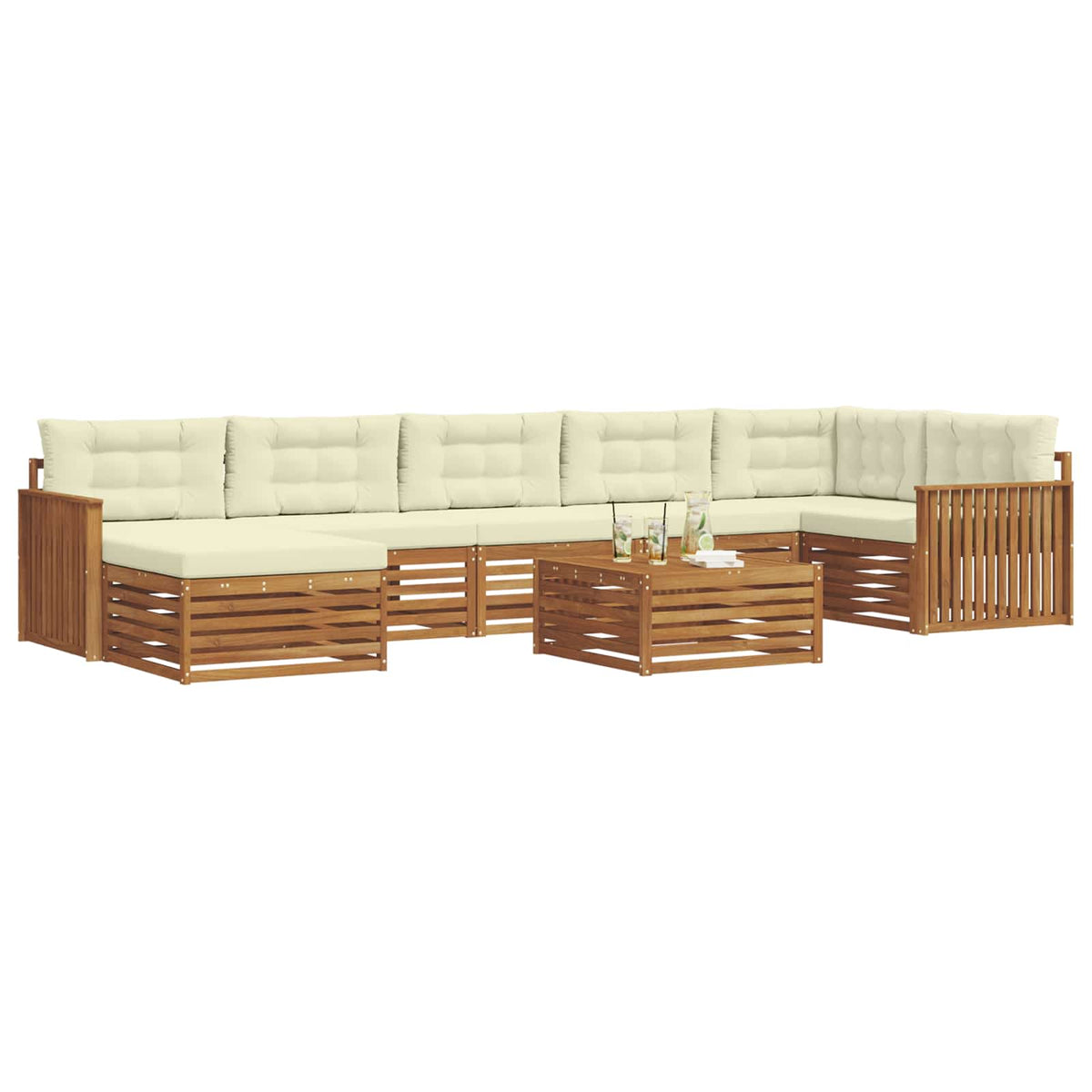 Outdoor-Sofagarnitur 8 stk. Natur und Creme