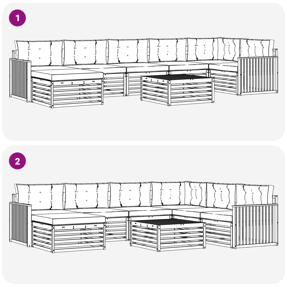 Outdoor-Sofagarnitur 8 stk. Natur und Creme