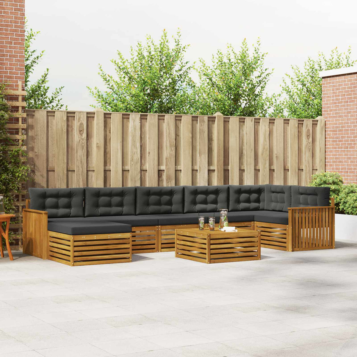 Outdoor-Sofagarnitur 8 stk. Natur und Anthrazit