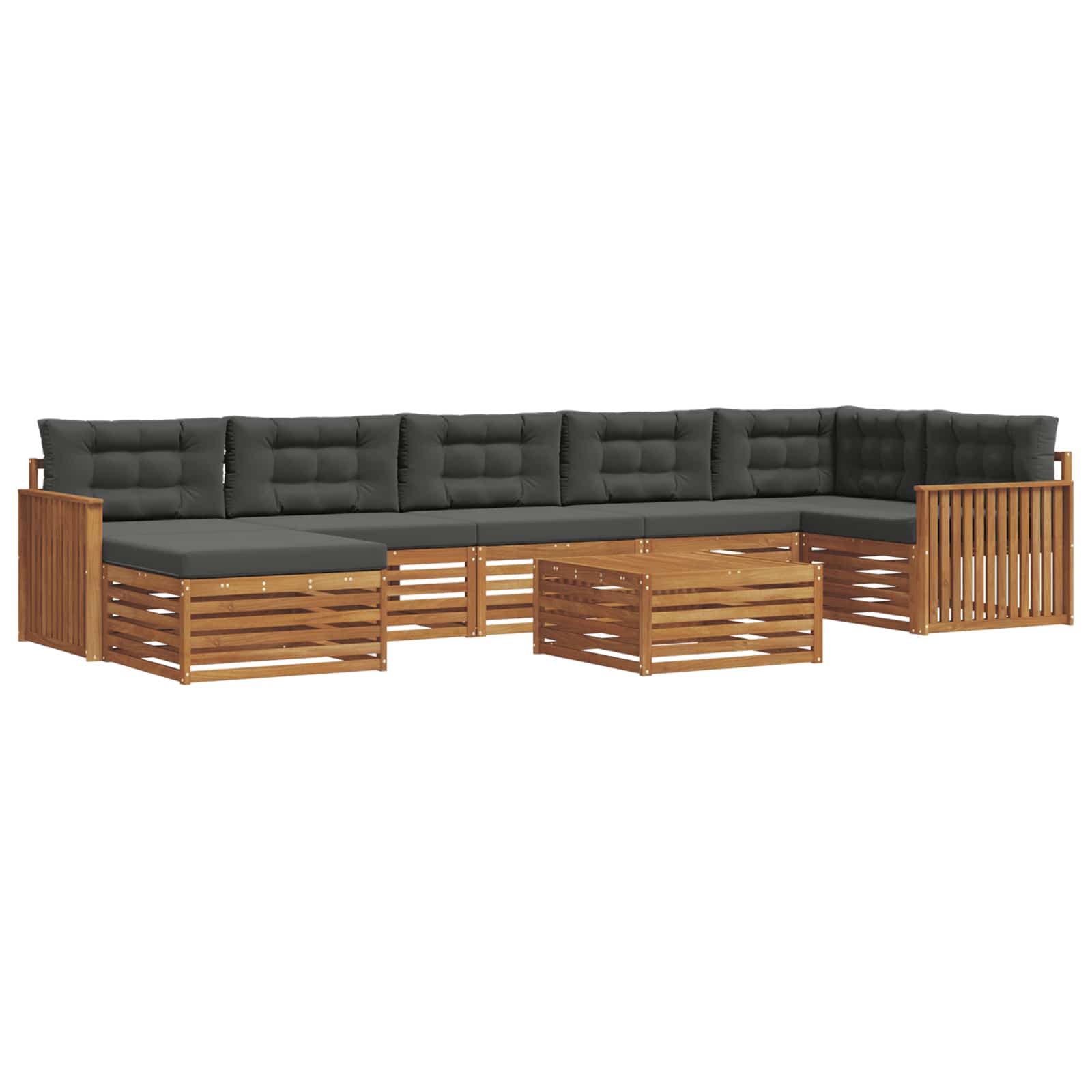 Outdoor-Sofagarnitur mit Kissen 8 pcs Natur und Anthrazit