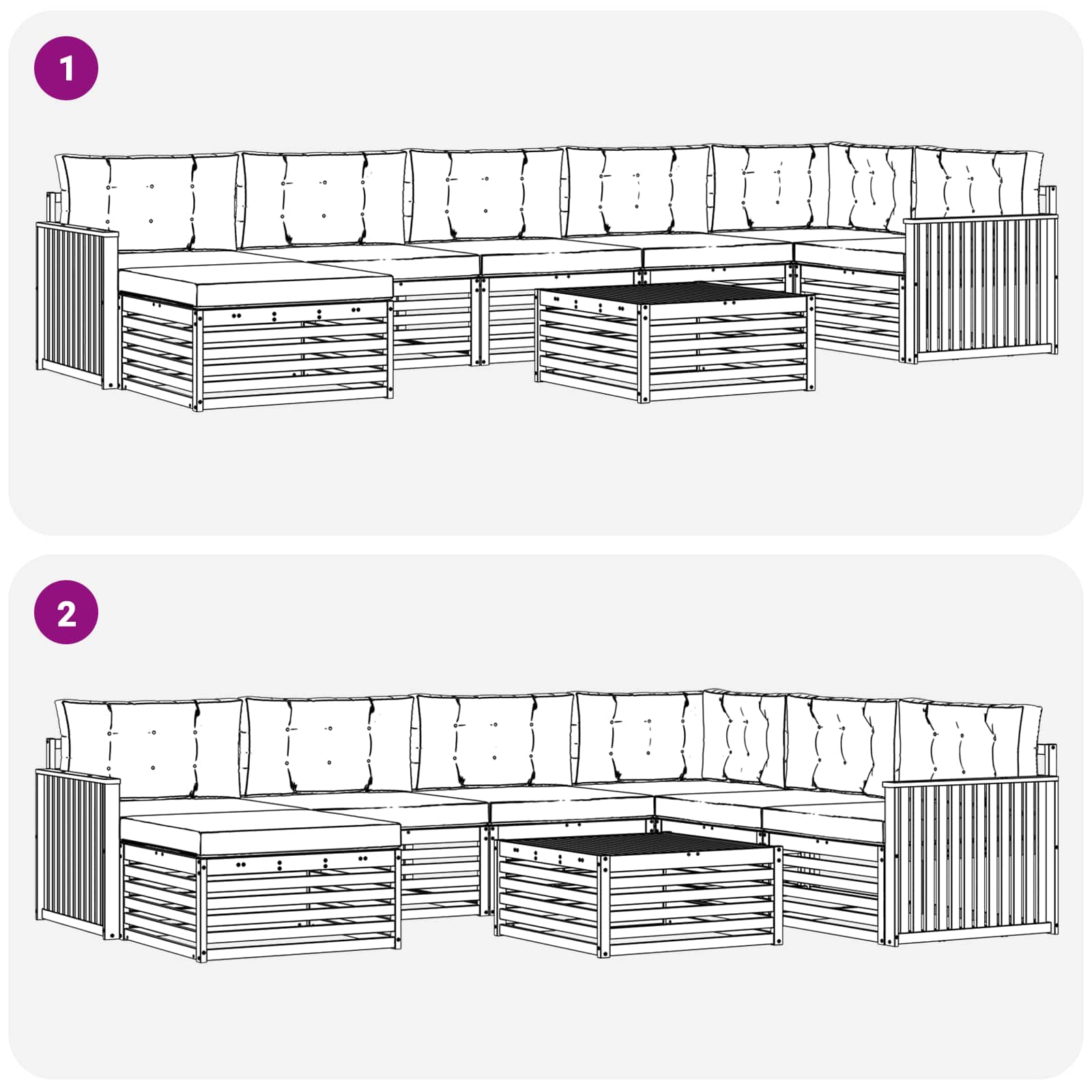 Outdoor-Sofagarnitur mit Kissen 8 pcs Natur und Anthrazit