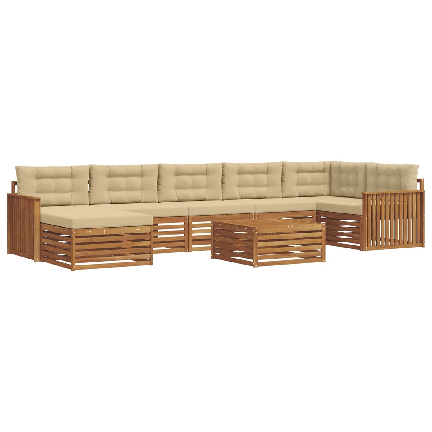 Outdoor-Sofagarnitur mit Kissen 8 pcs Natur und Beige