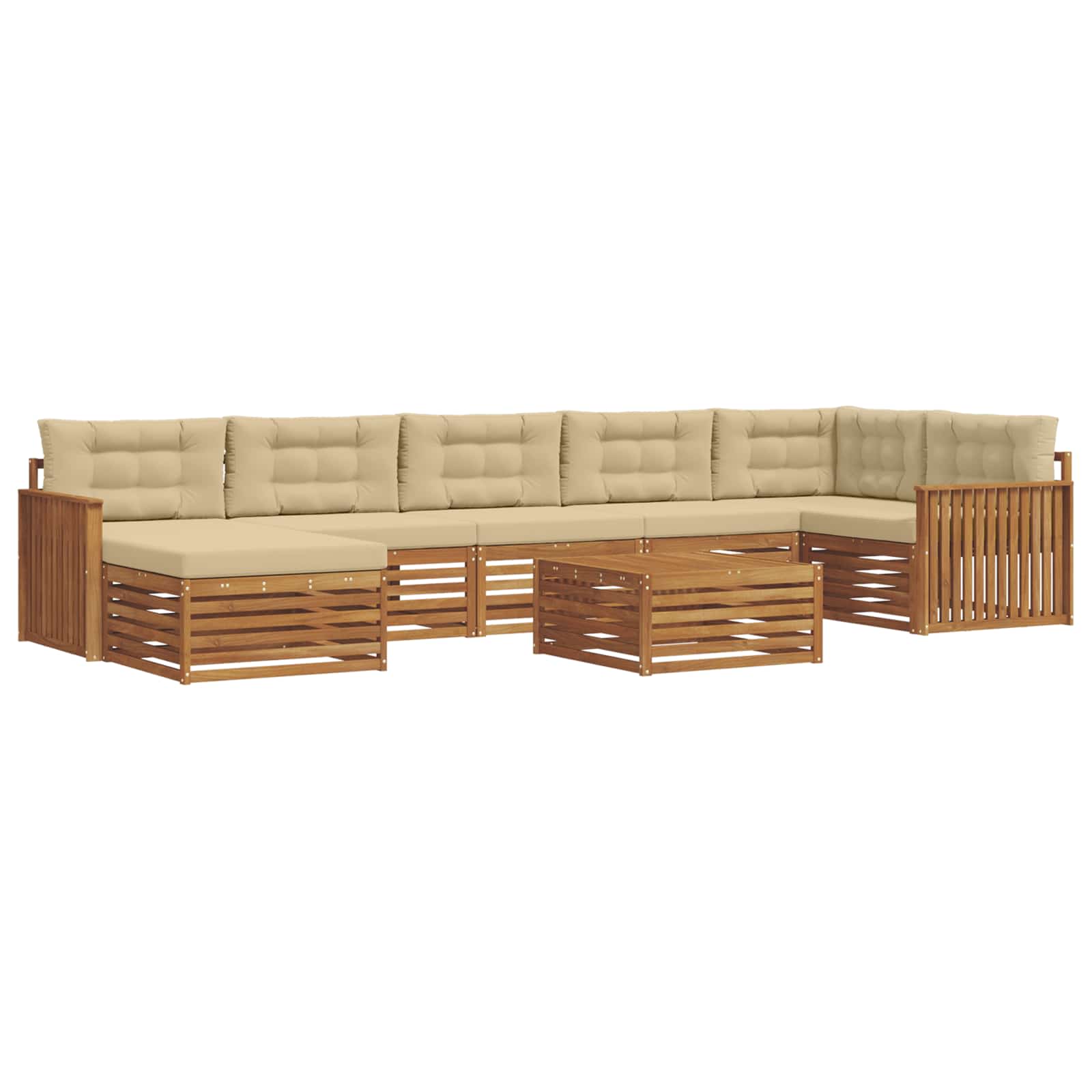 Outdoor-Sofagarnitur mit Kissen 8 pcs Natur und Beige