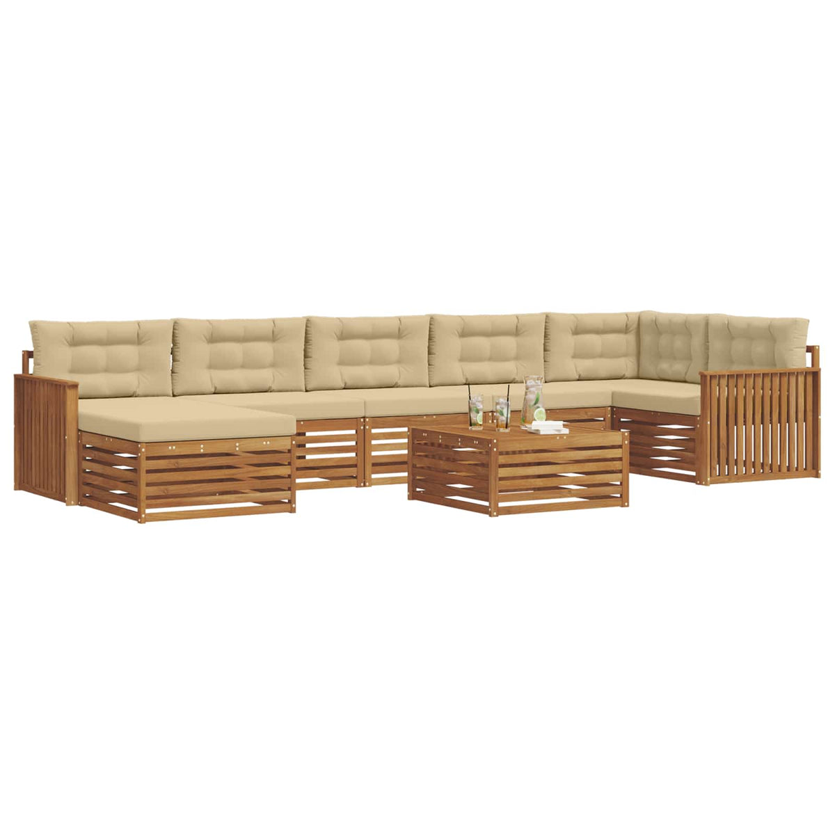 Outdoor-Sofagarnitur 8 stk. Natur und Beige