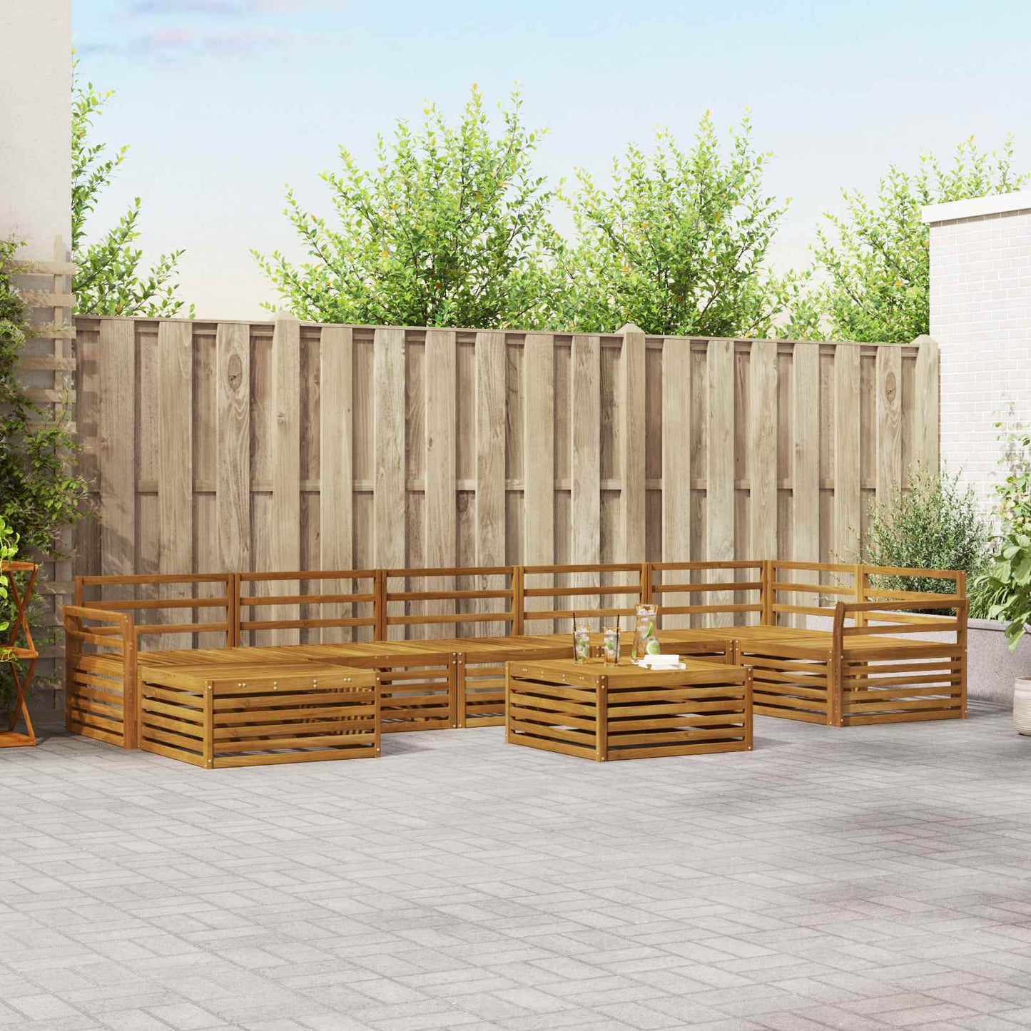 Outdoor-Sofagarnitur 8 pcs Natur