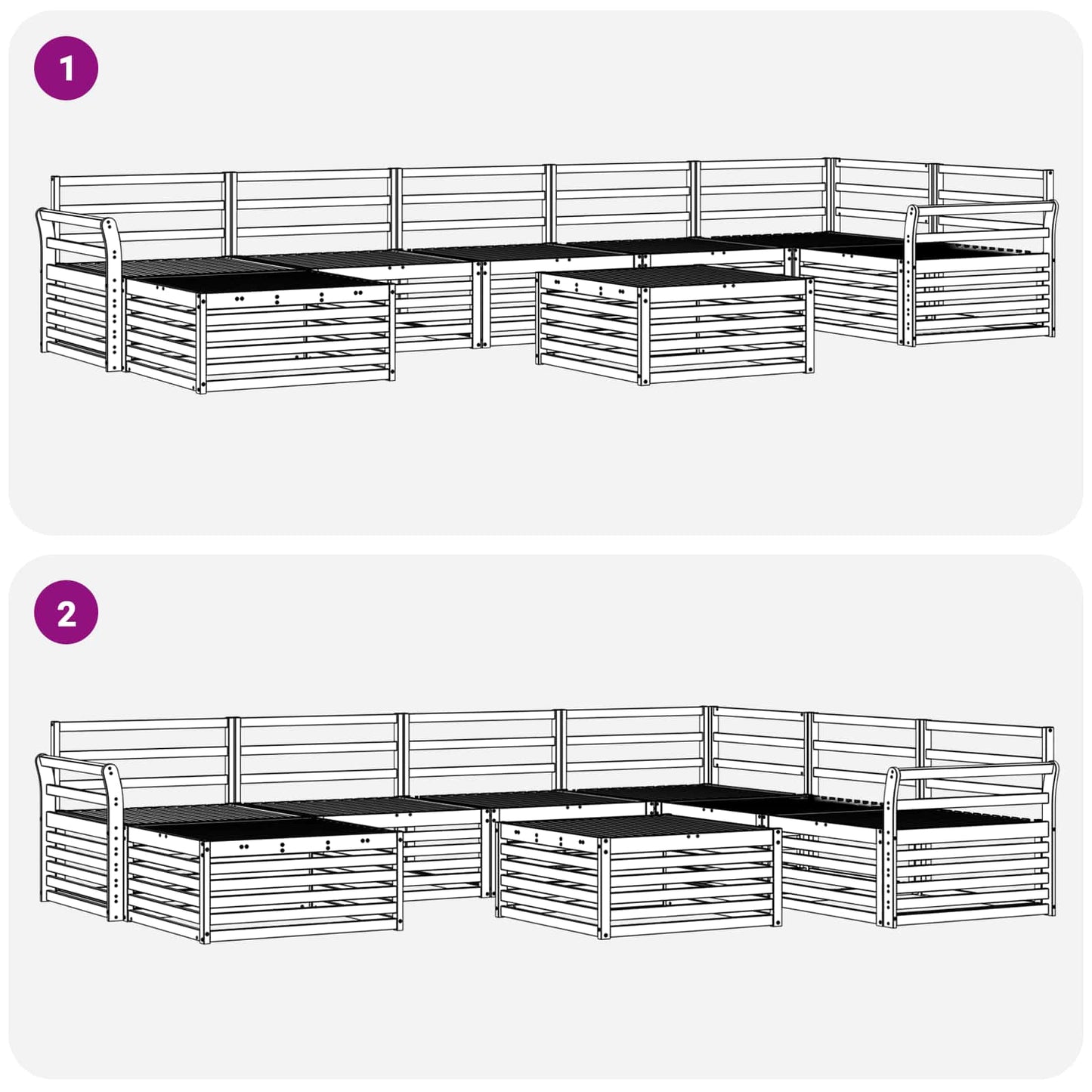 Outdoor-Sofagarnitur 8 pcs Natur
