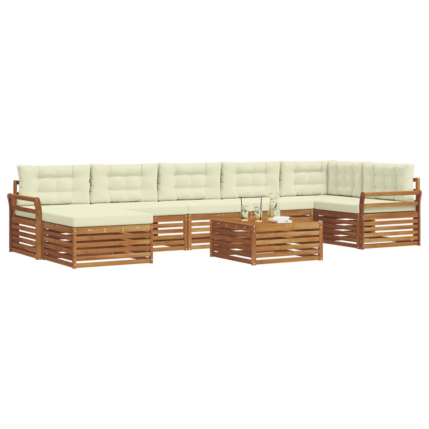 Outdoor-Sofagarnitur mit Kissen 8 pcs Natur und Creme