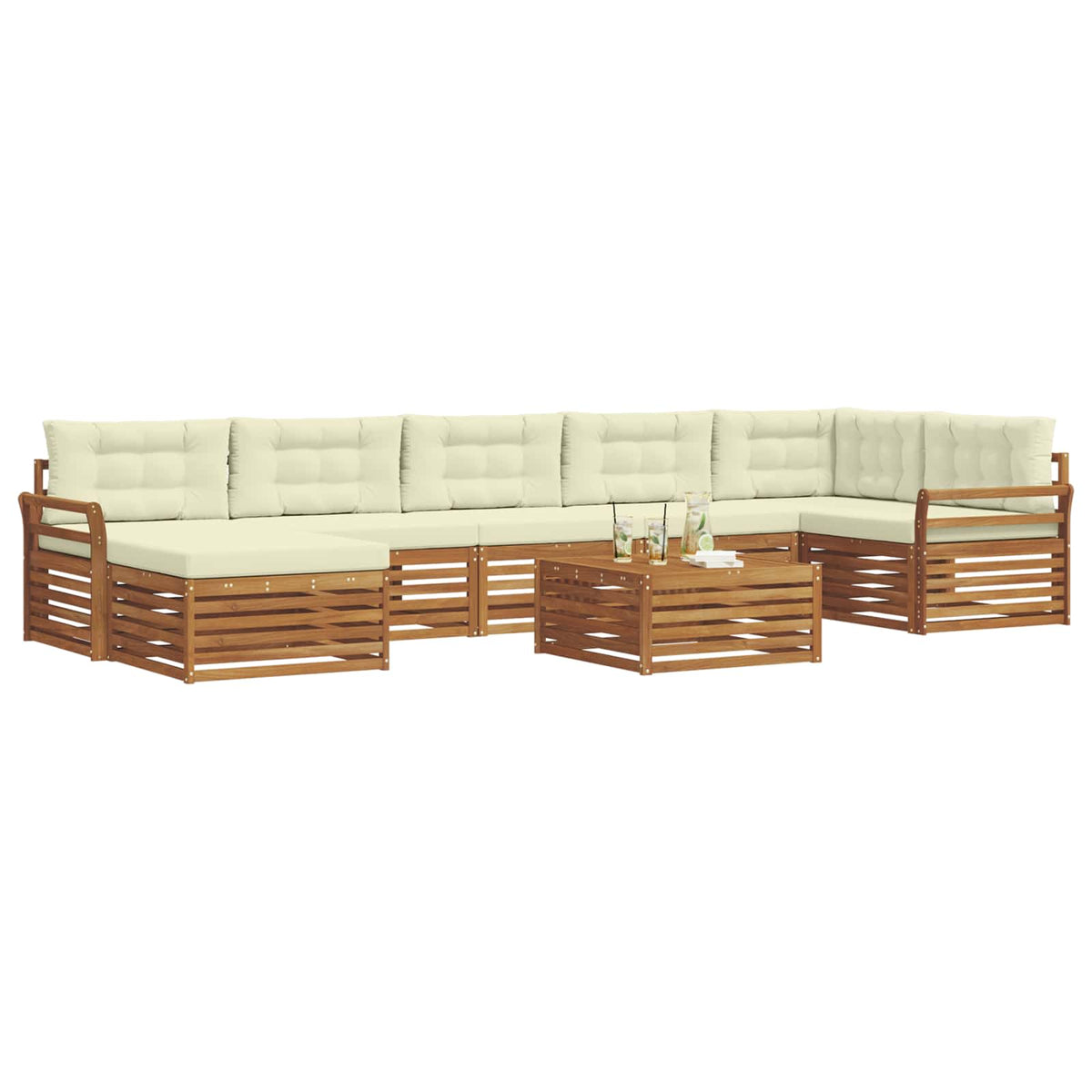 Outdoor-Sofagarnitur 8 stk. Natur und Creme