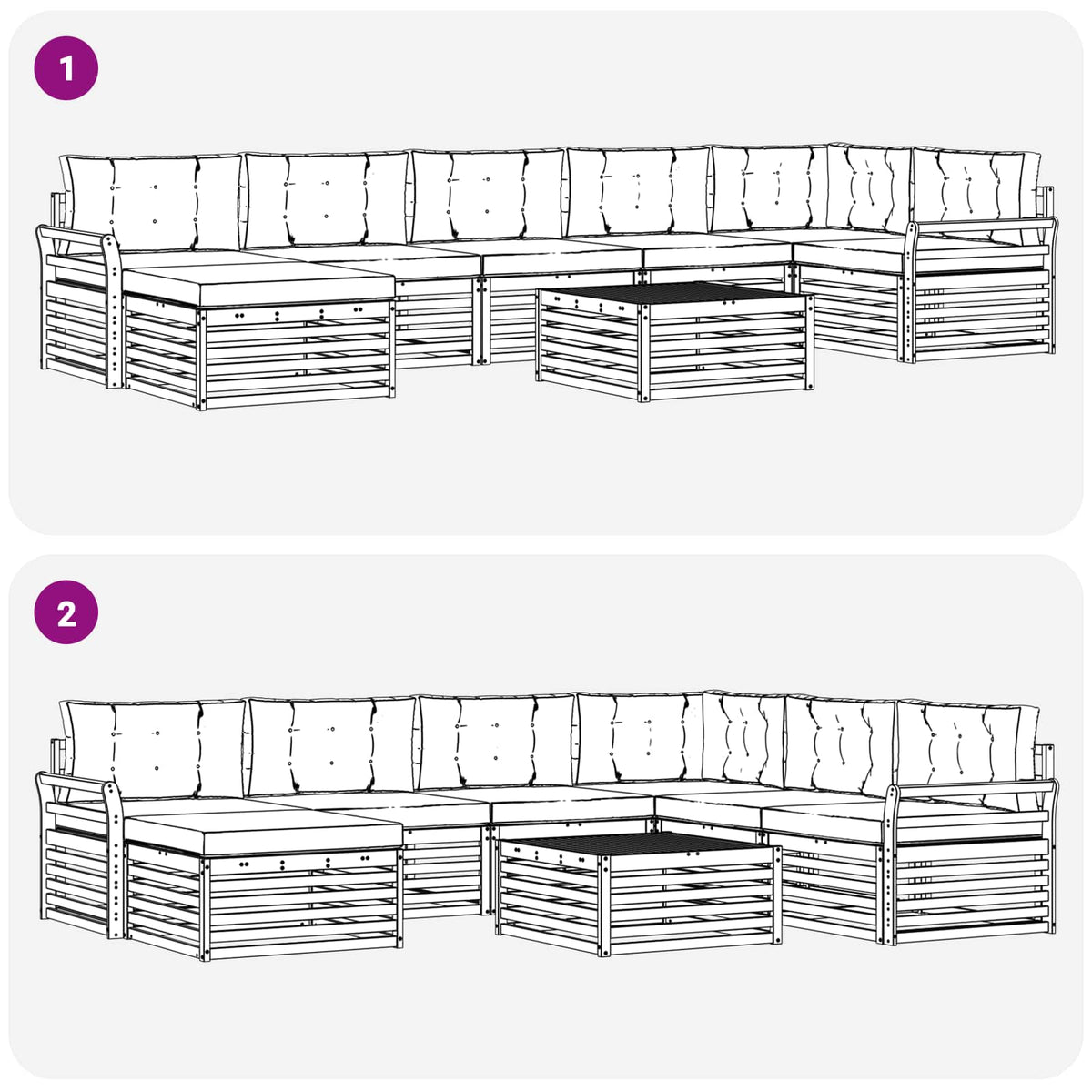 Outdoor-Sofagarnitur 8 stk. Natur und Creme