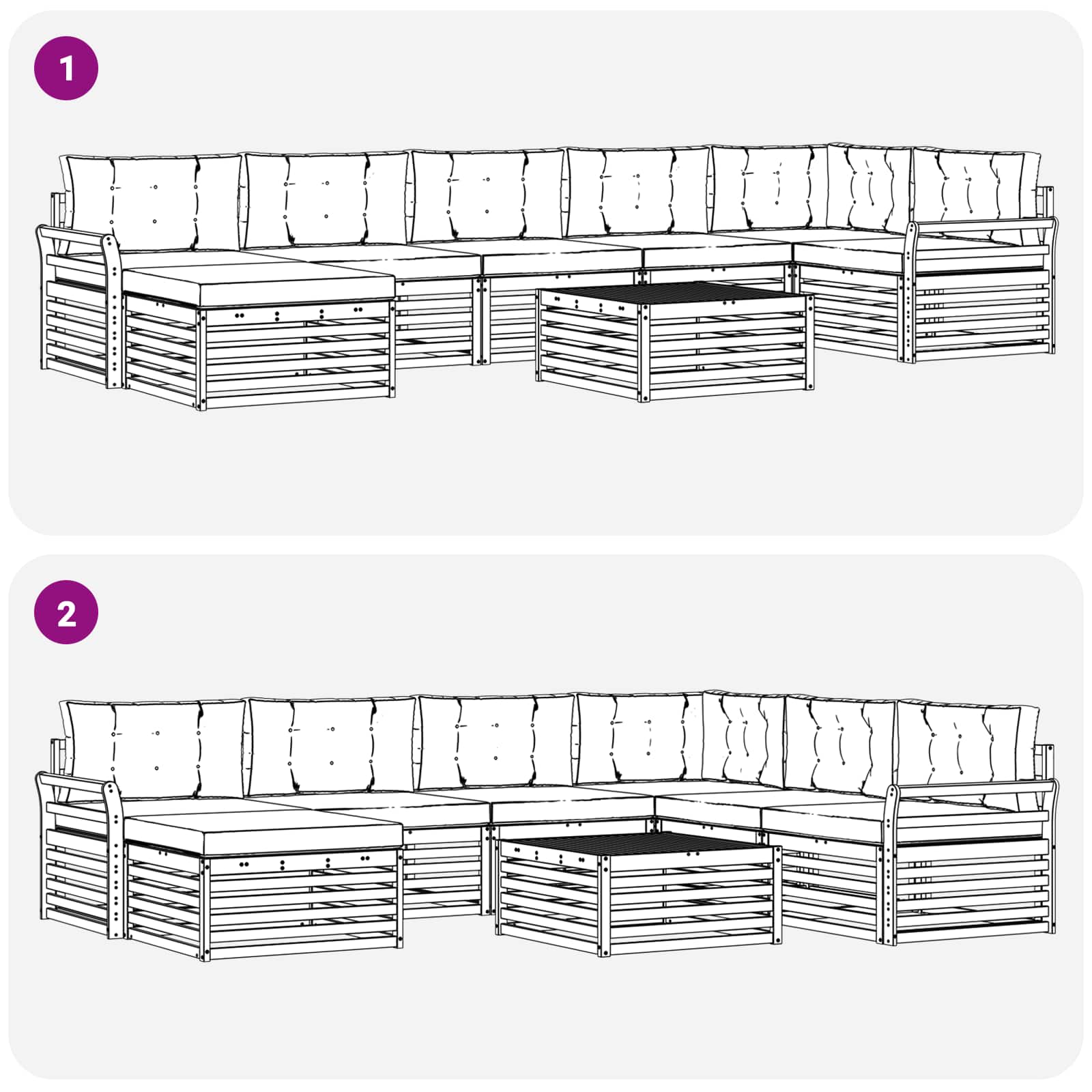Outdoor-Sofagarnitur mit Kissen 8 pcs Natur und Anthrazit