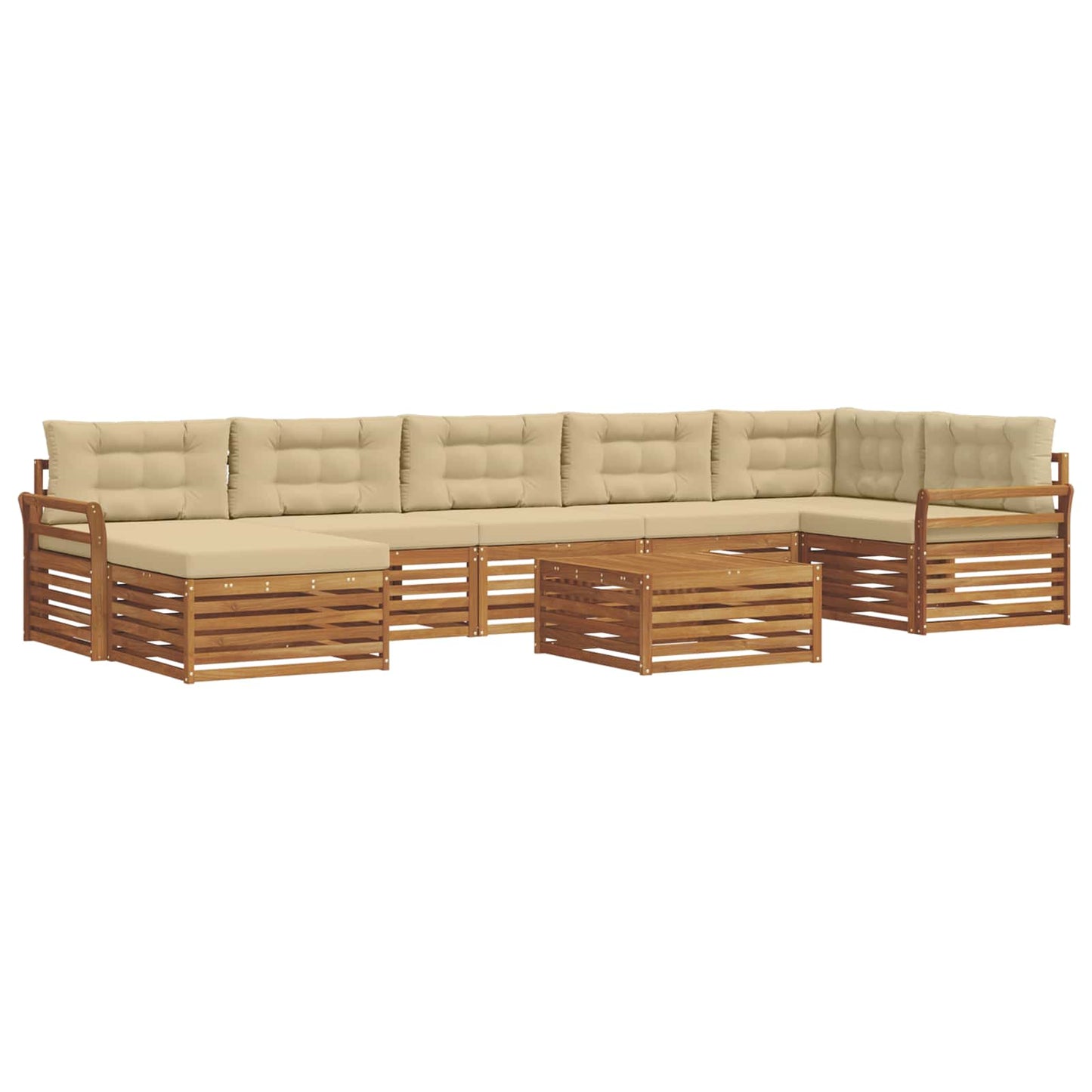 Outdoor-Sofagarnitur mit Kissen 8 pcs Natur und Beige