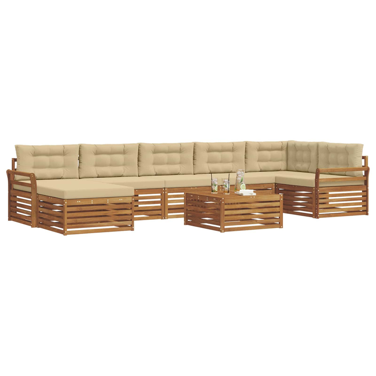 Outdoor-Sofagarnitur 8 stk. Natur und Beige