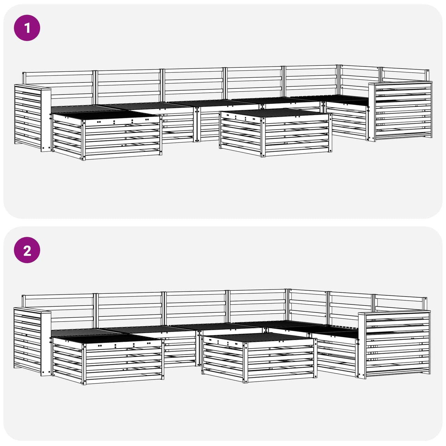 Outdoor-Sofagarnitur 8 pcs Natur