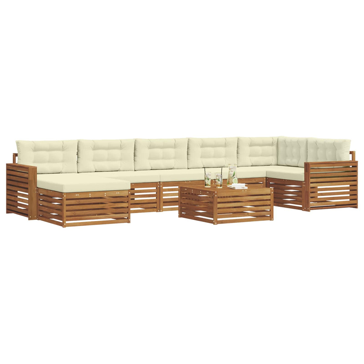 Outdoor-Sofagarnitur 8 stk. Natur und Creme