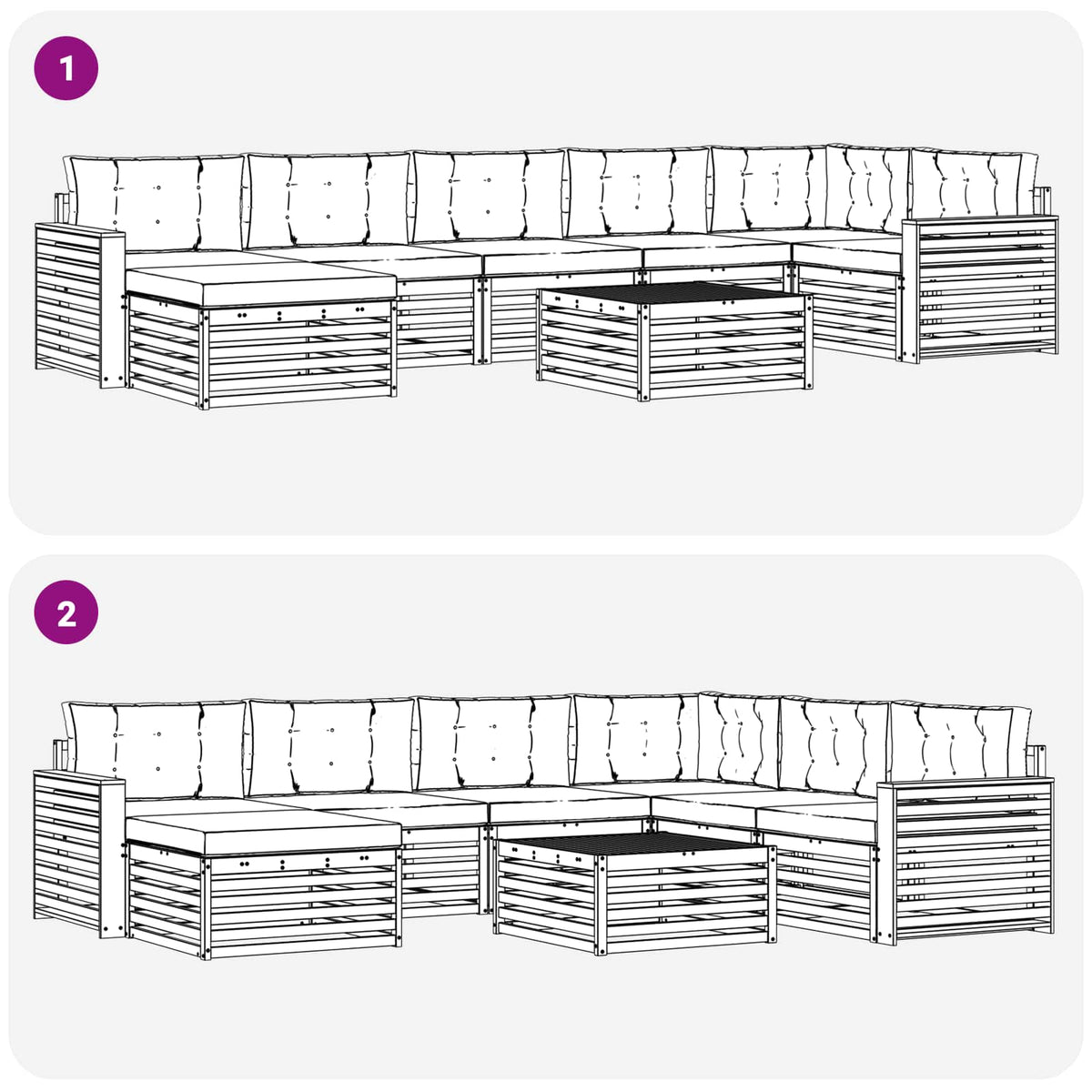 Outdoor-Sofagarnitur 8 stk. Natur und Creme