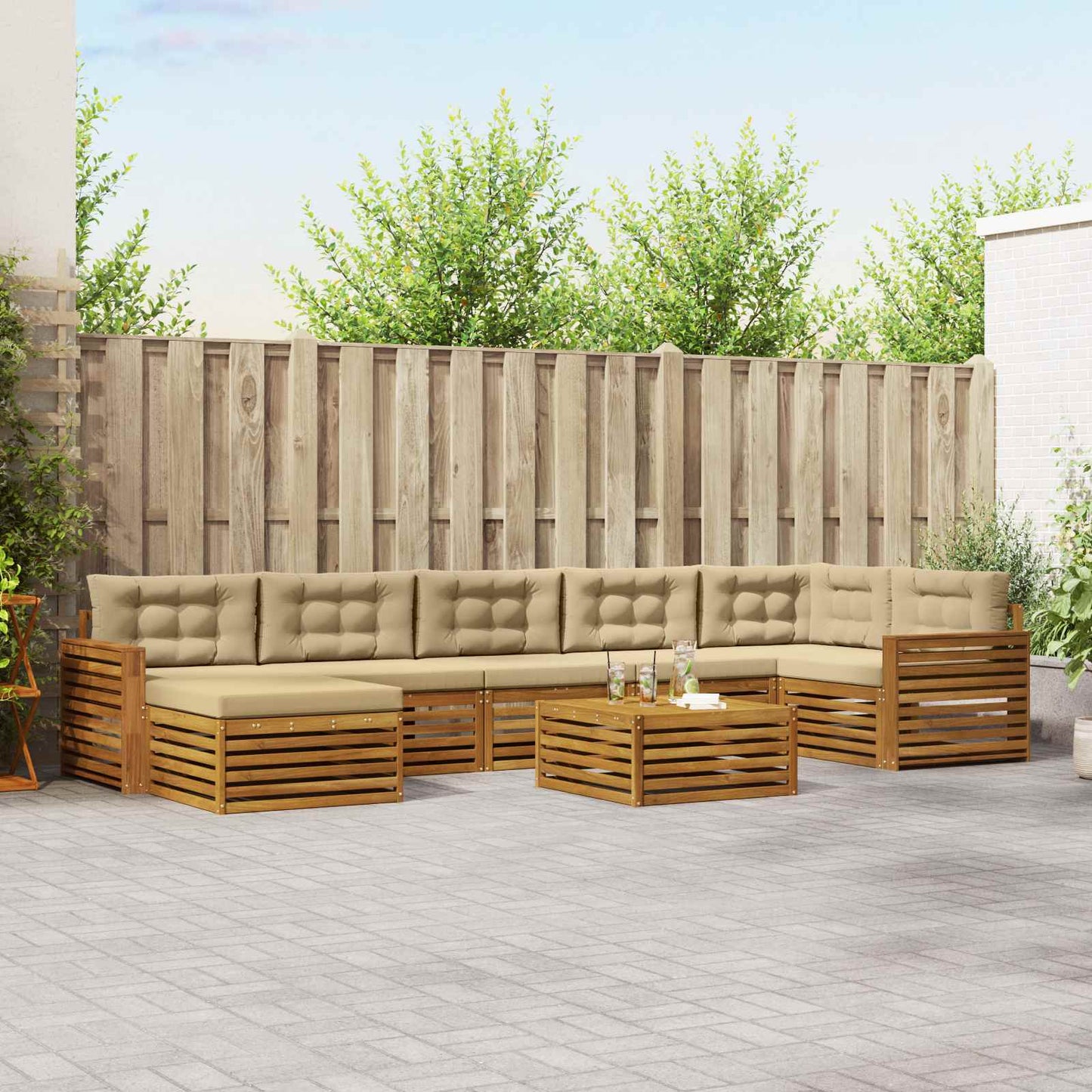 Outdoor-Sofagarnitur 8 stk. Natur und Beige