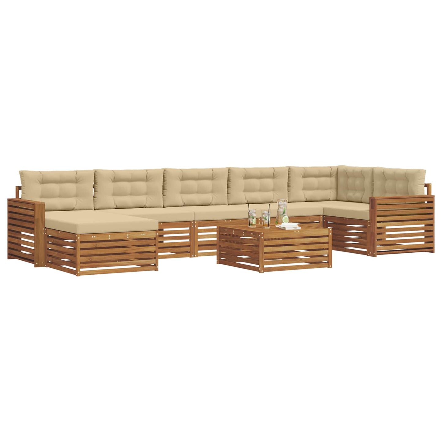 Outdoor-Sofagarnitur 8 stk. Natur und Beige