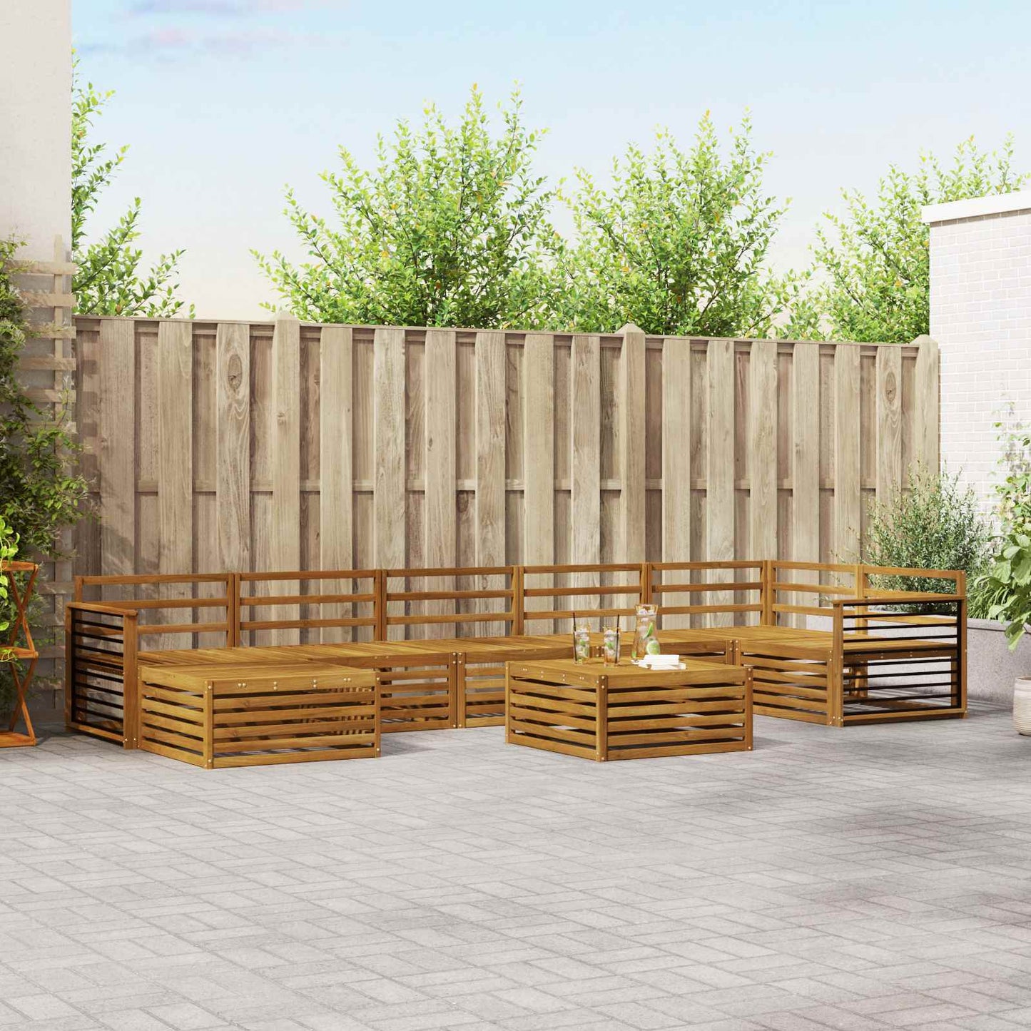 Sofagarnituren 8 pcs Natur Massivholz Akazie