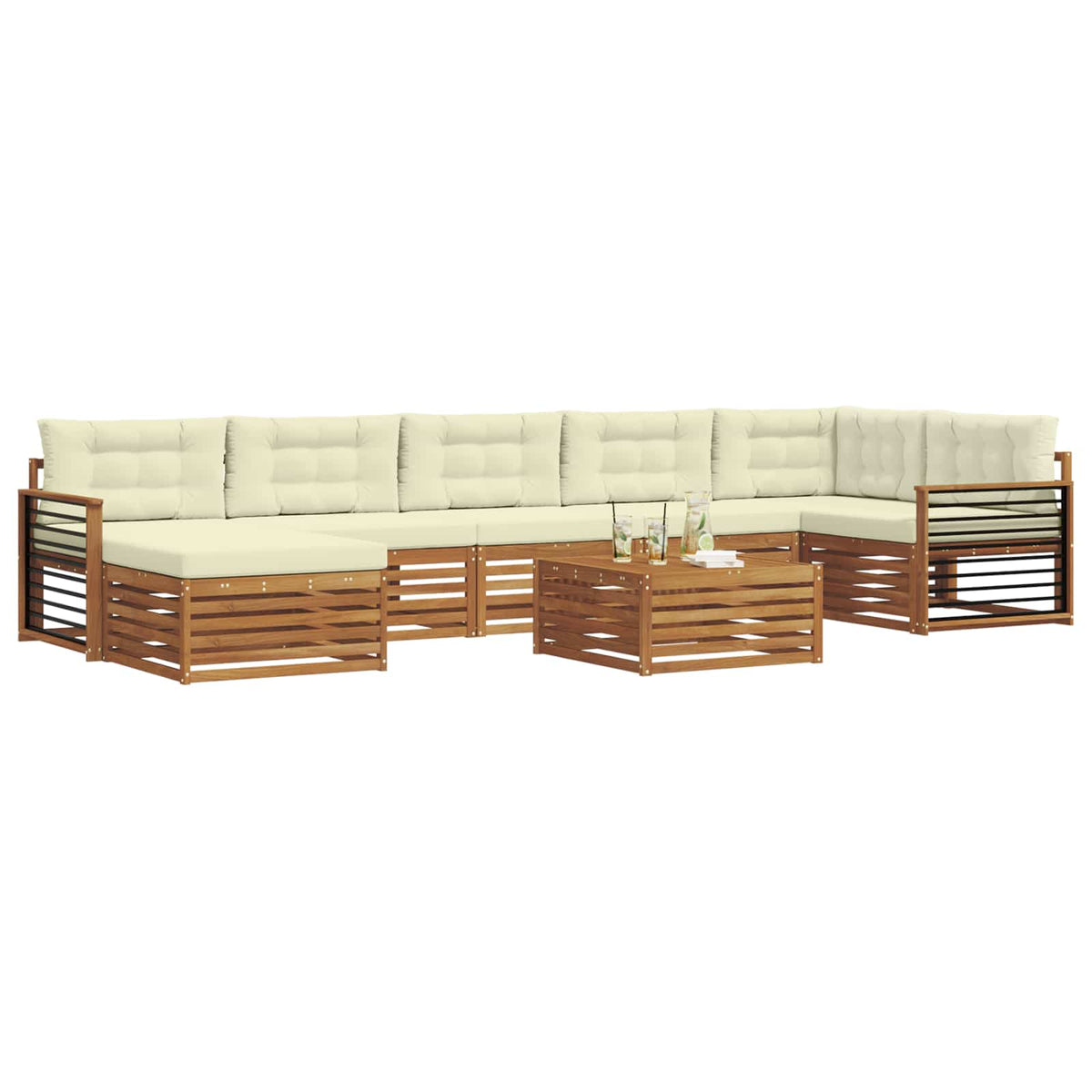 Outdoor-Sofagarnitur 8 stk. Natur und Creme