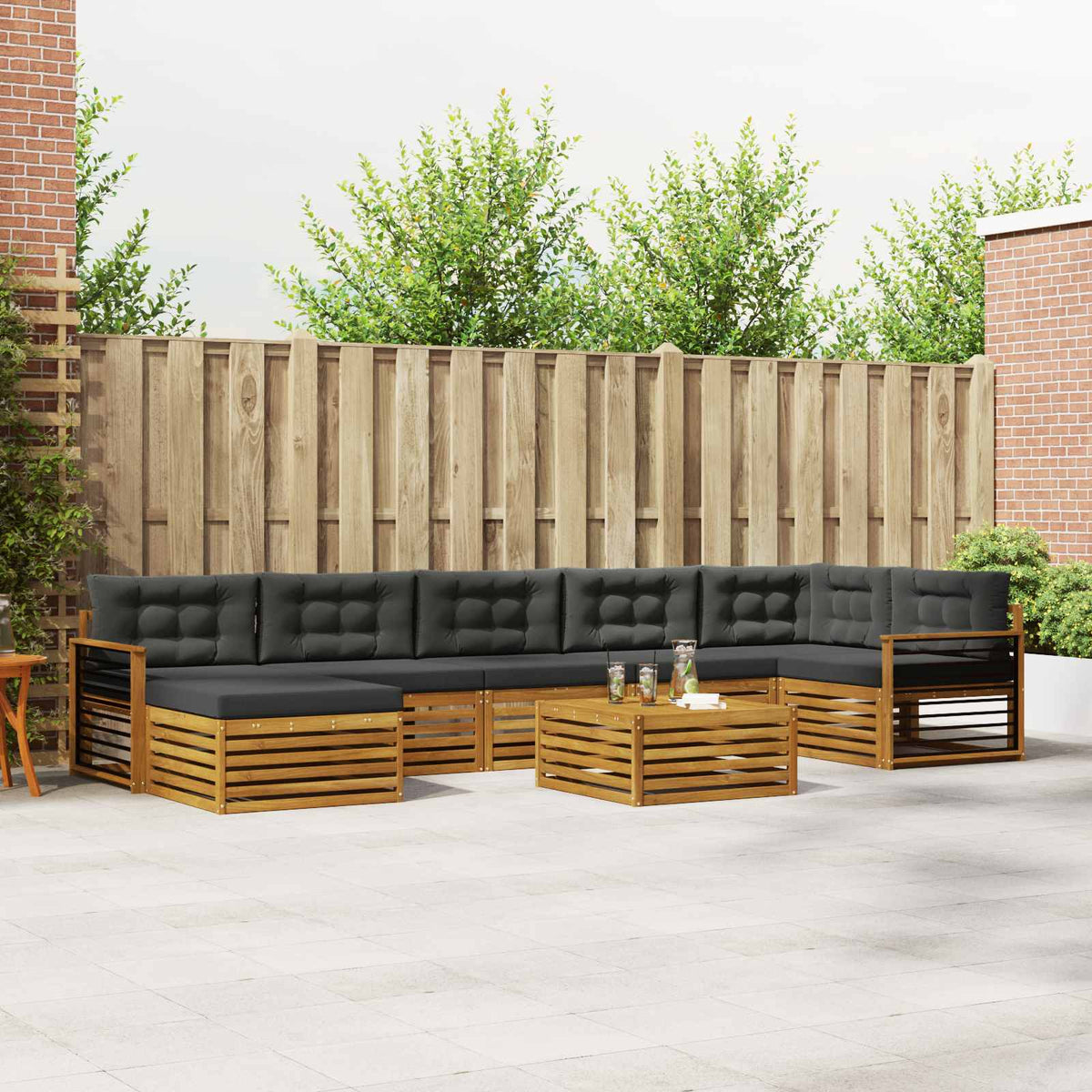 Outdoor-Sofagarnitur 8 stk. Natur und Anthrazit