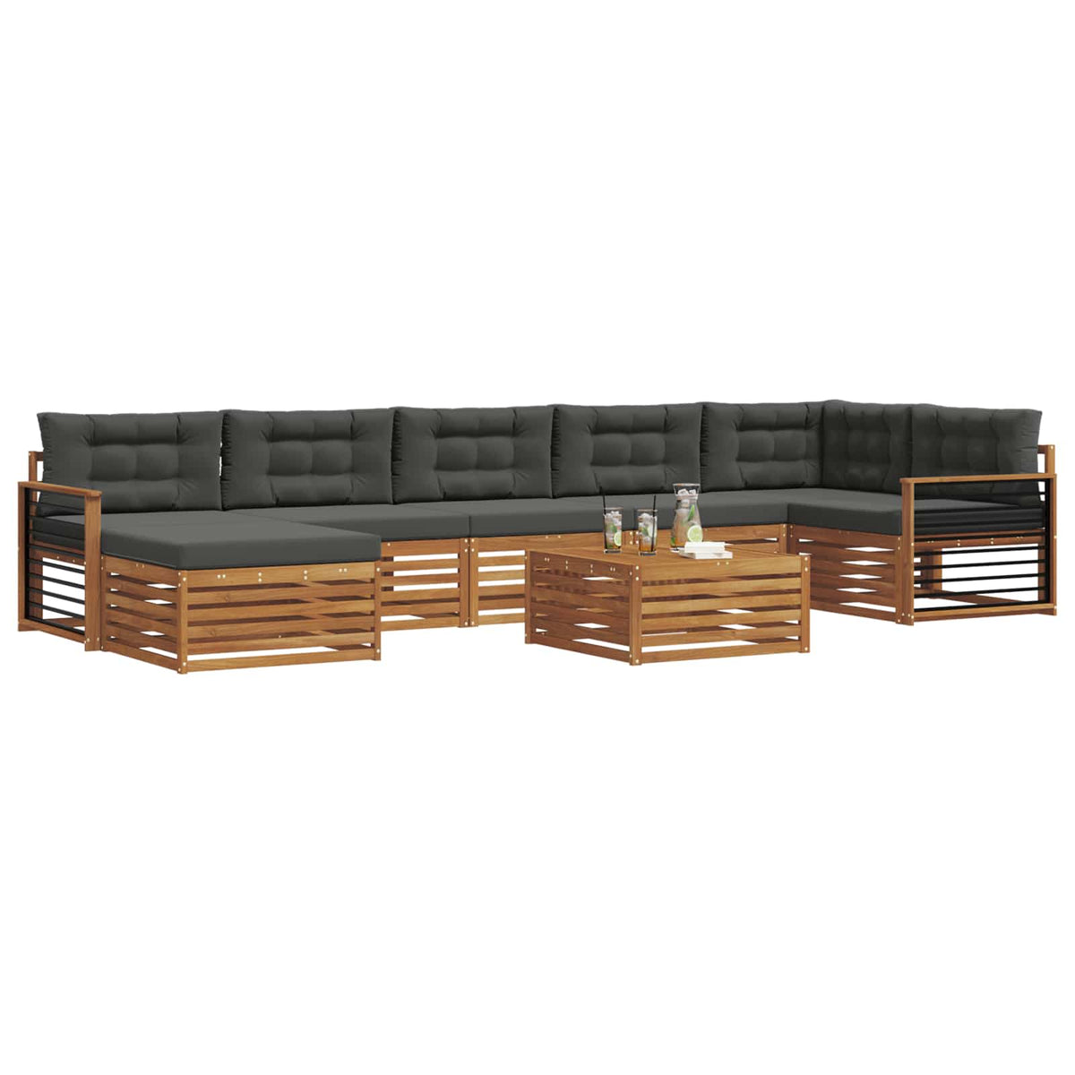 Outdoor-Sofagarnitur 8 stk. Natur und Anthrazit
