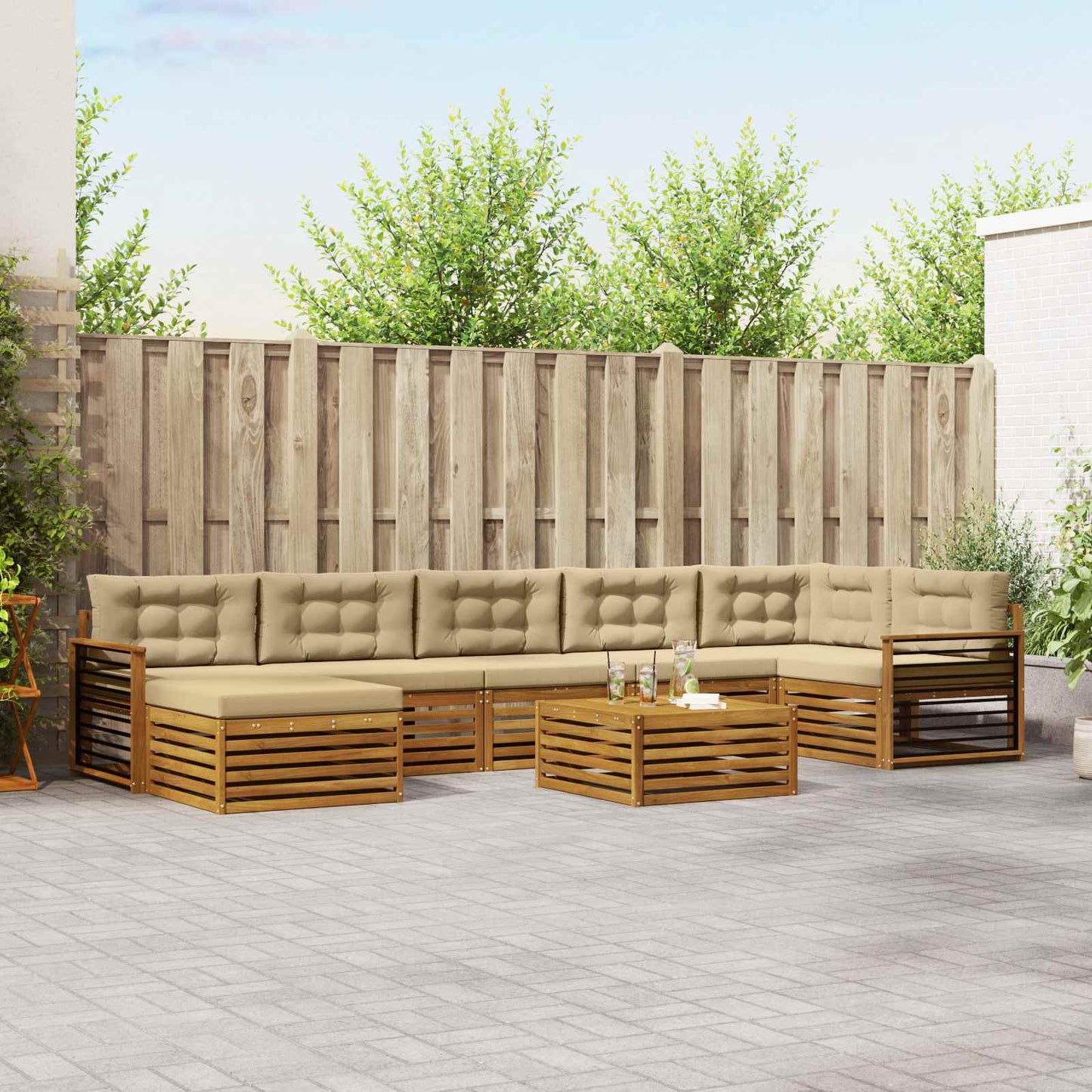 Outdoor-Sofagarnitur 8 stk. Natur und Beige