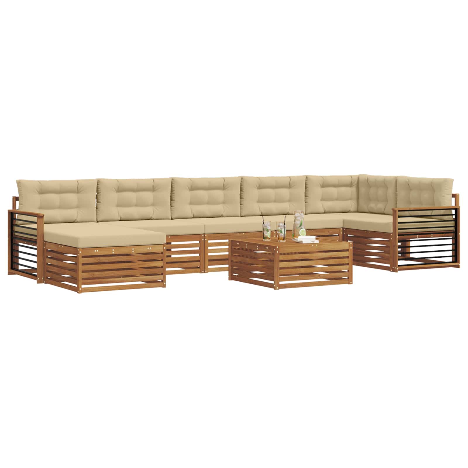 Outdoor-Sofagarnitur 8 stk. Natur und Beige