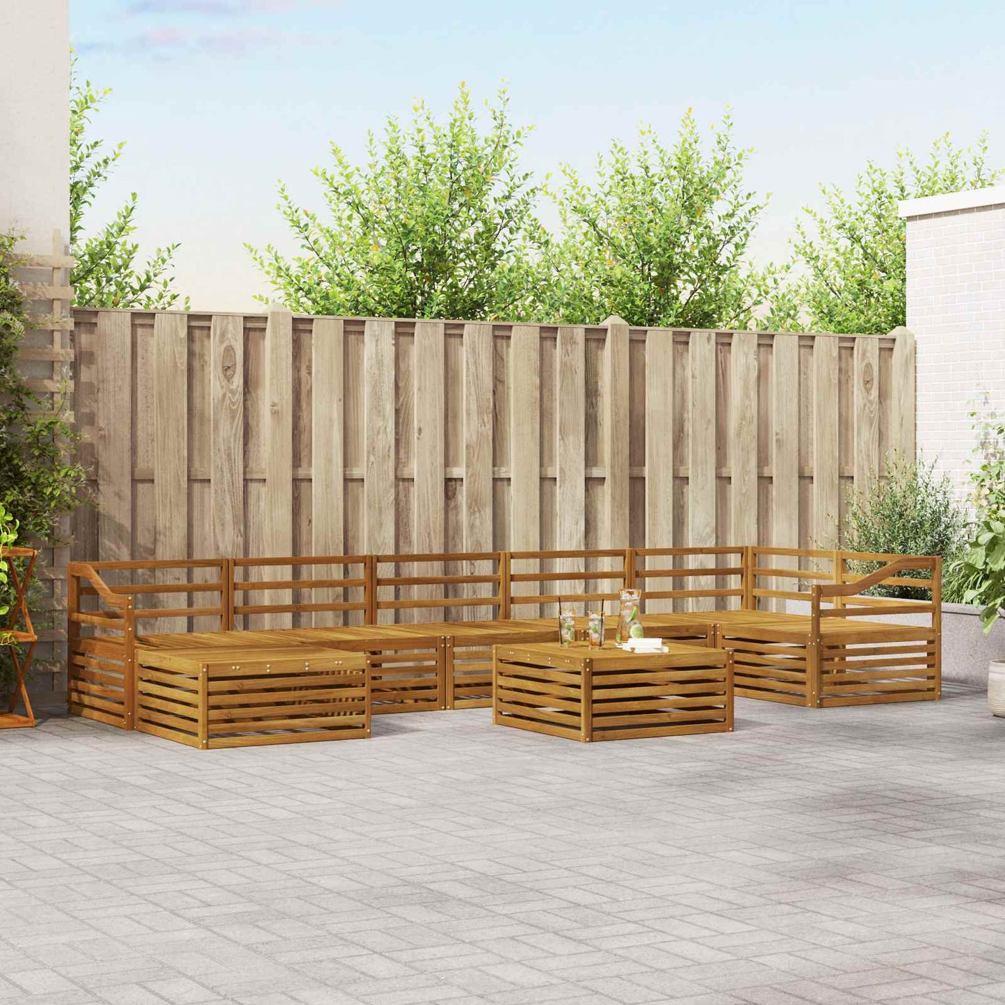 Outdoor-Sofagarnitur 8 pcs Natur