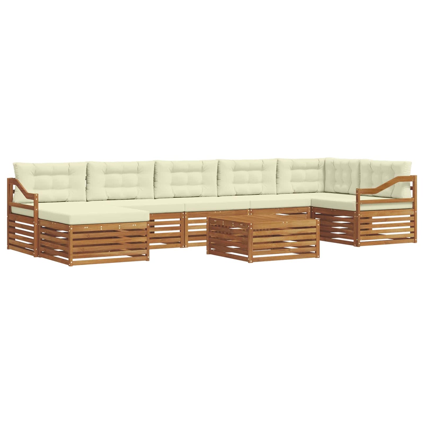 Outdoor-Sofagarnitur mit Kissen 8 pcs Natur und Creme