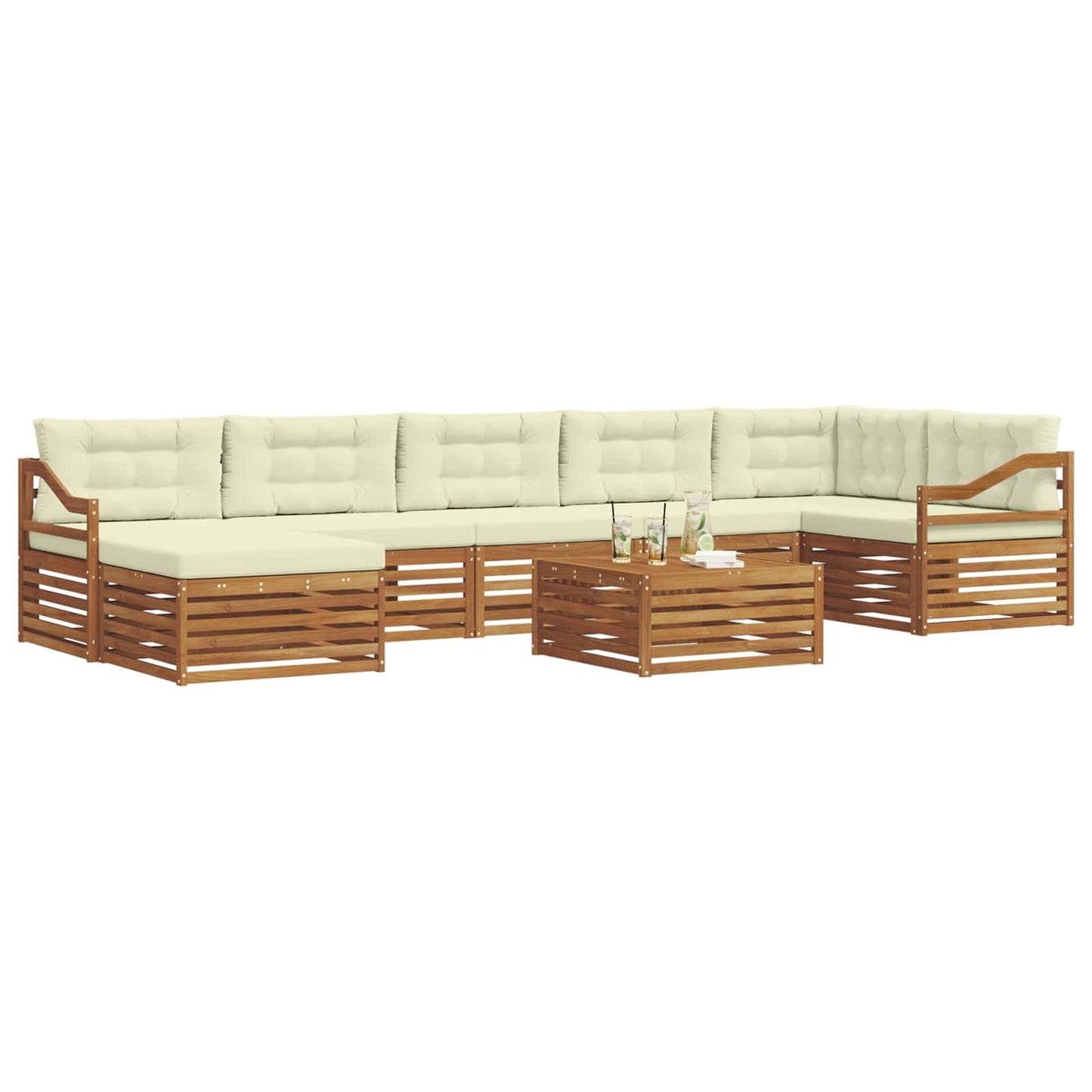 Outdoor-Sofagarnitur mit Kissen 8 pcs Natur und Creme