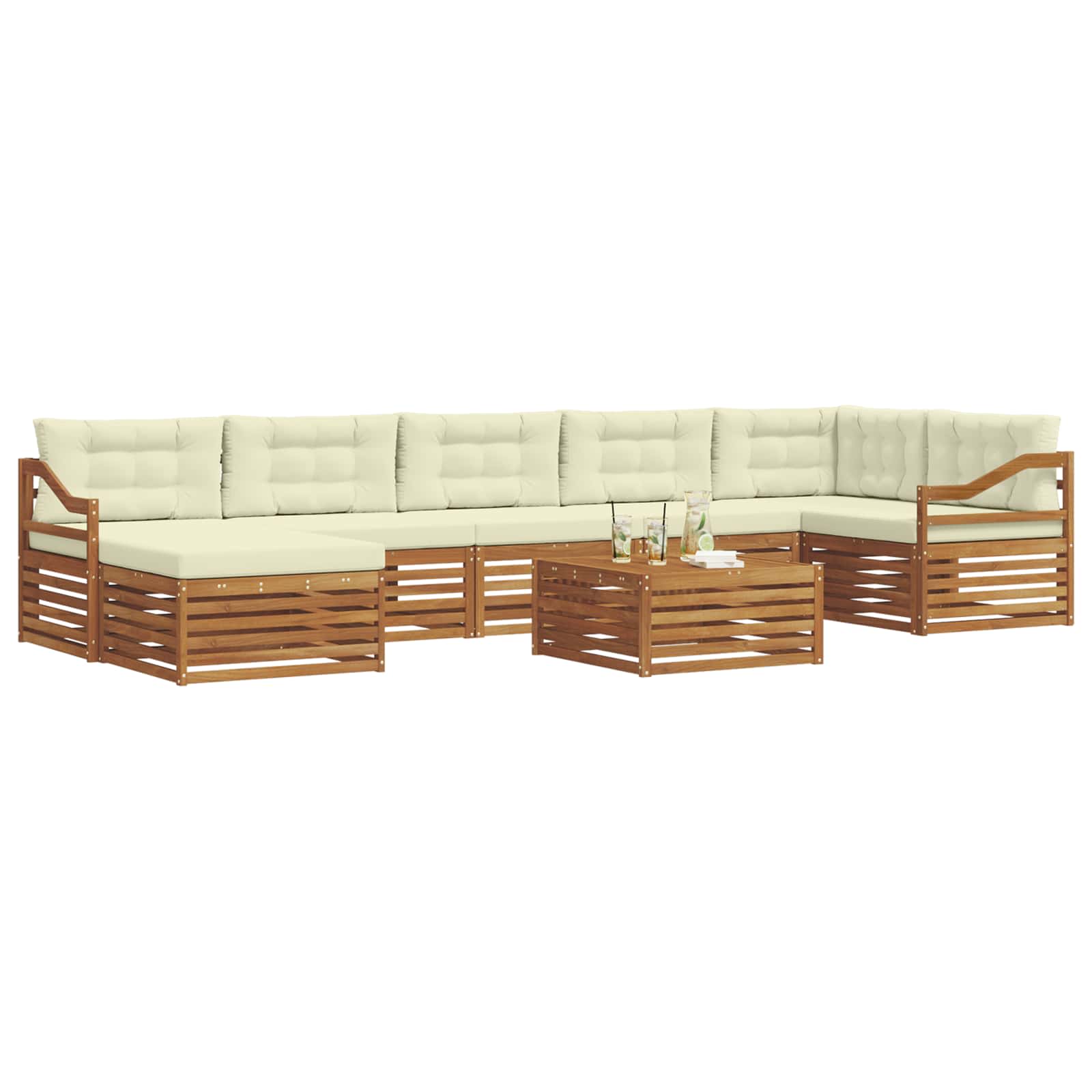 Outdoor-Sofagarnitur mit Kissen 8 pcs Natur und Creme