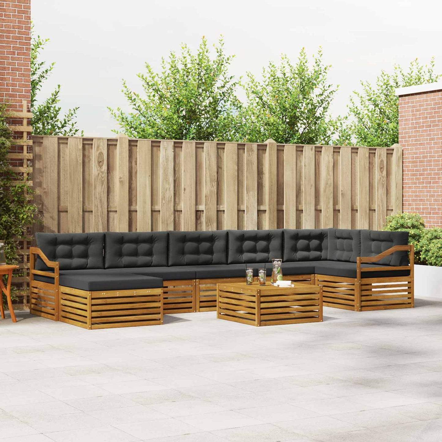 Outdoor-Sofagarnitur 8 stk. Natur und Anthrazit
