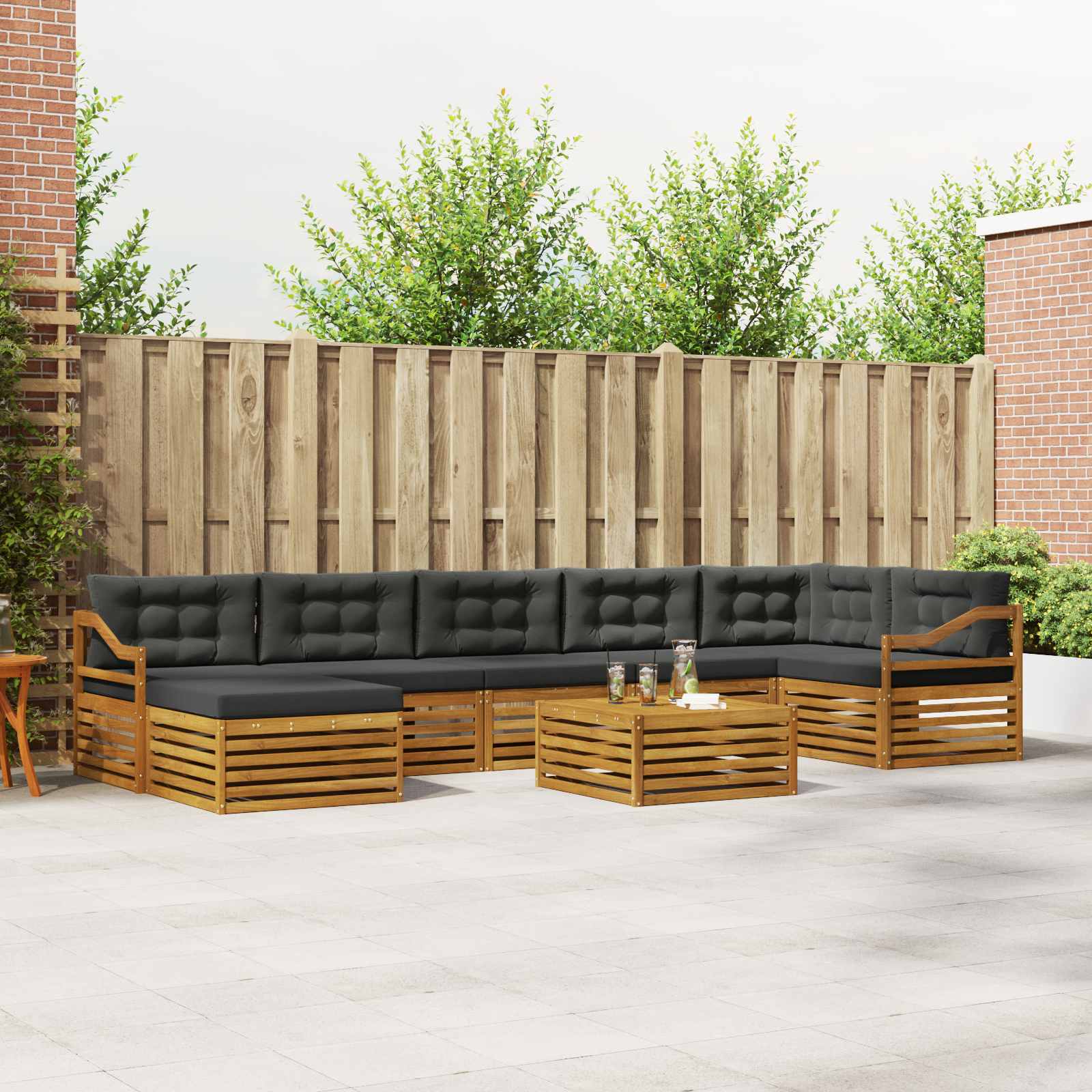 Outdoor-Sofagarnitur 8 stk. Natur und Anthrazit